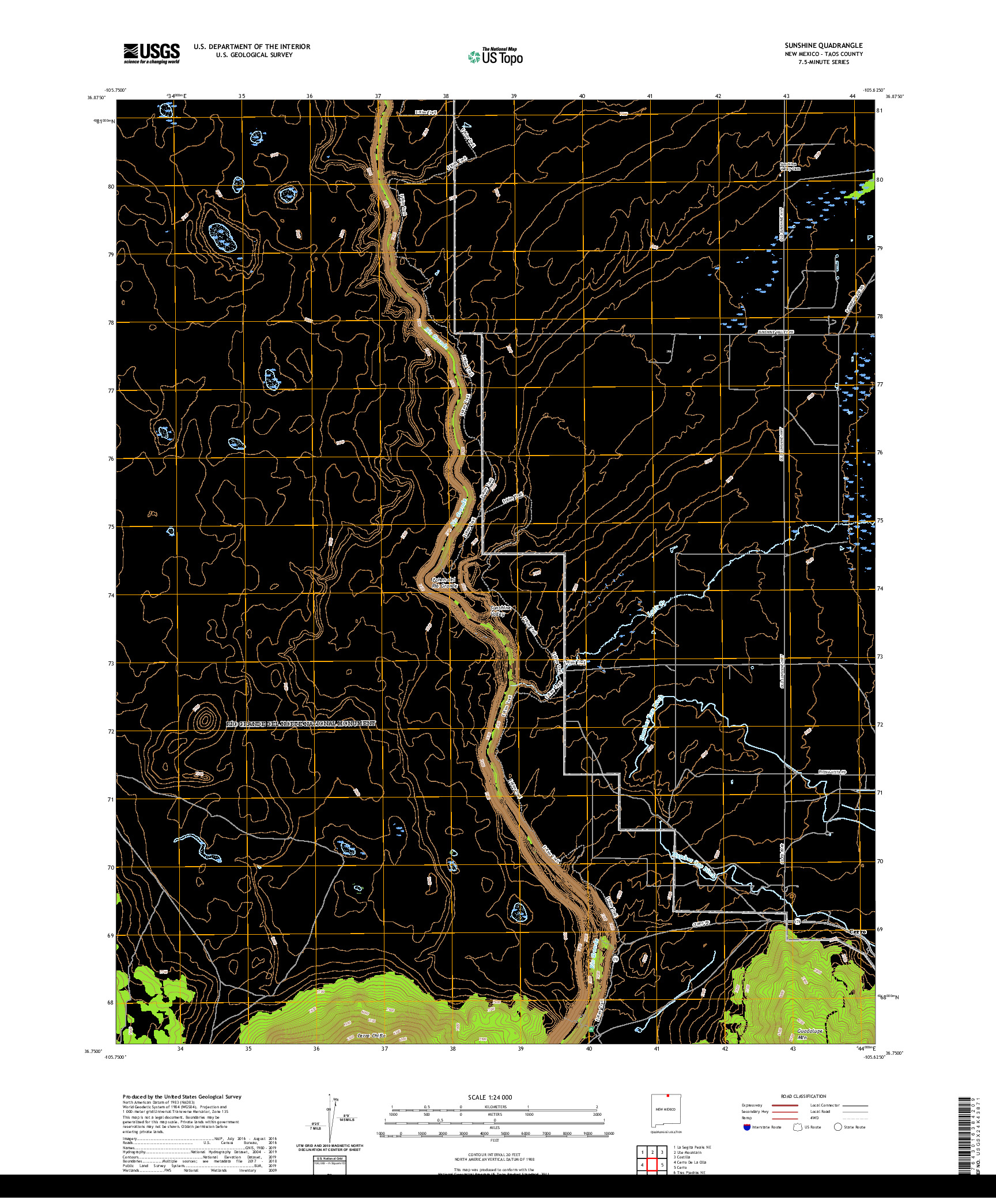 USGS US TOPO 7.5-MINUTE MAP FOR SUNSHINE, NM 2020