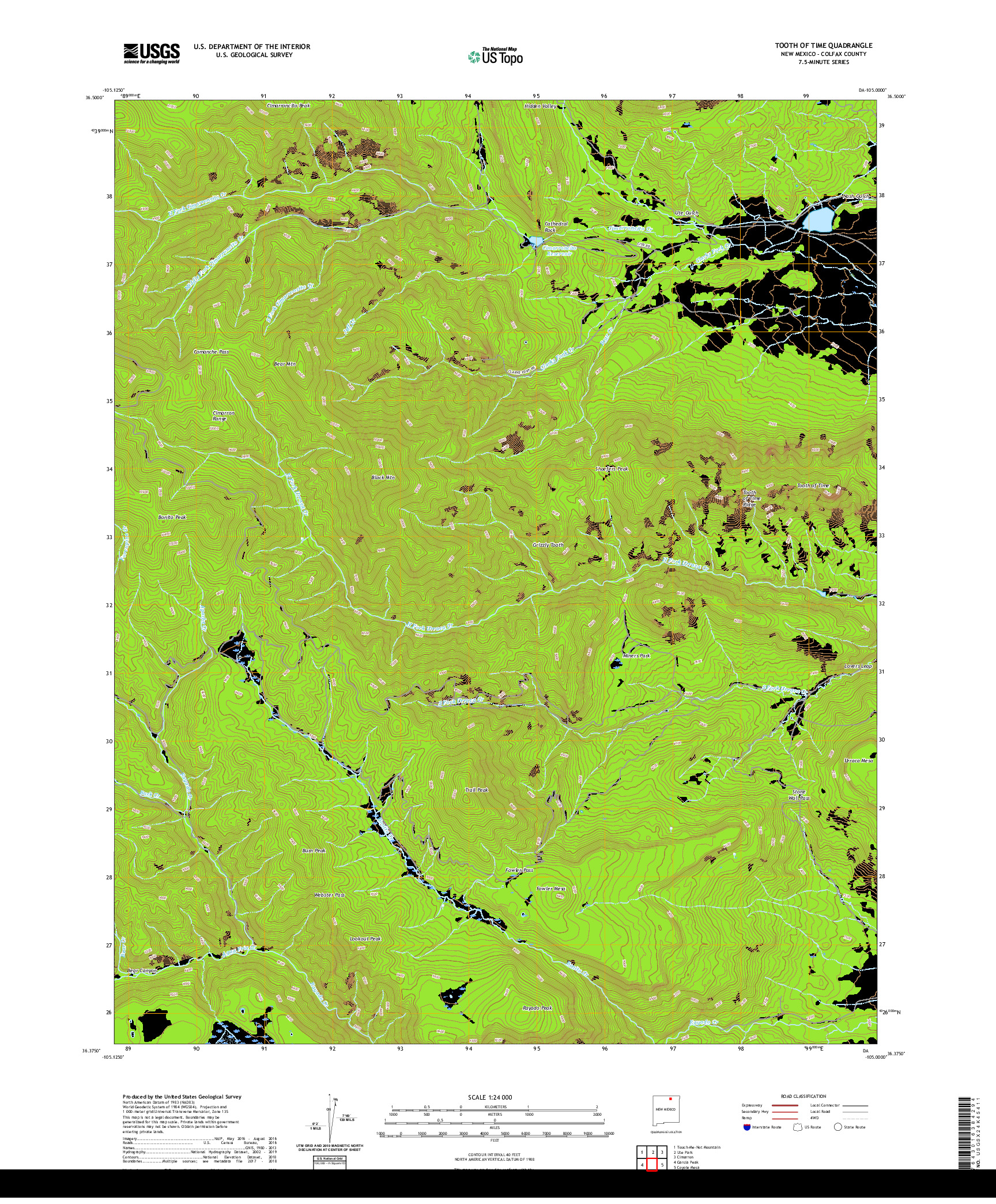 USGS US TOPO 7.5-MINUTE MAP FOR TOOTH OF TIME, NM 2020