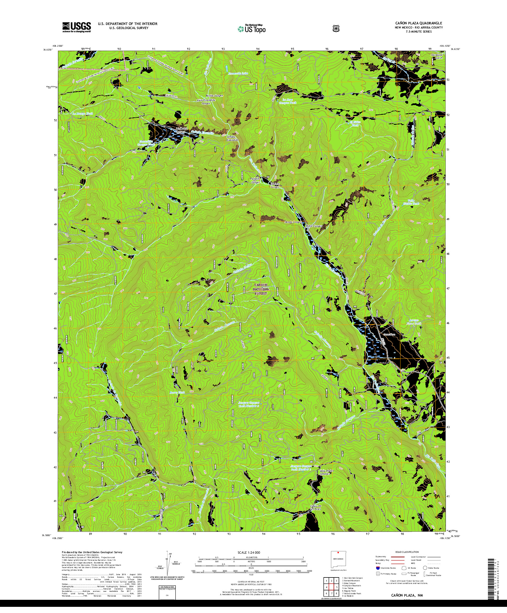 USGS US TOPO 7.5-MINUTE MAP FOR CANON PLAZA, NM 2020