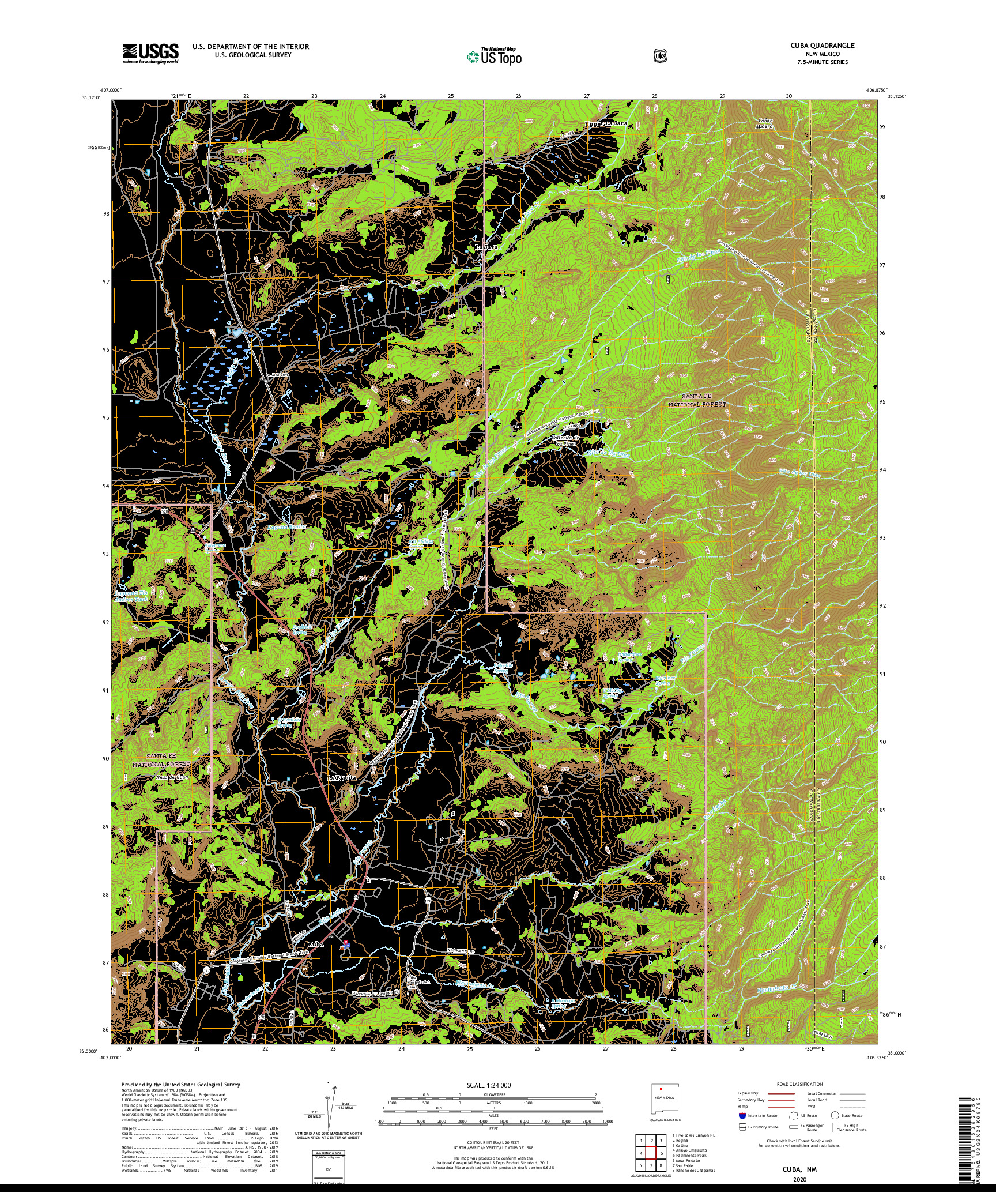 USGS US TOPO 7.5-MINUTE MAP FOR CUBA, NM 2020