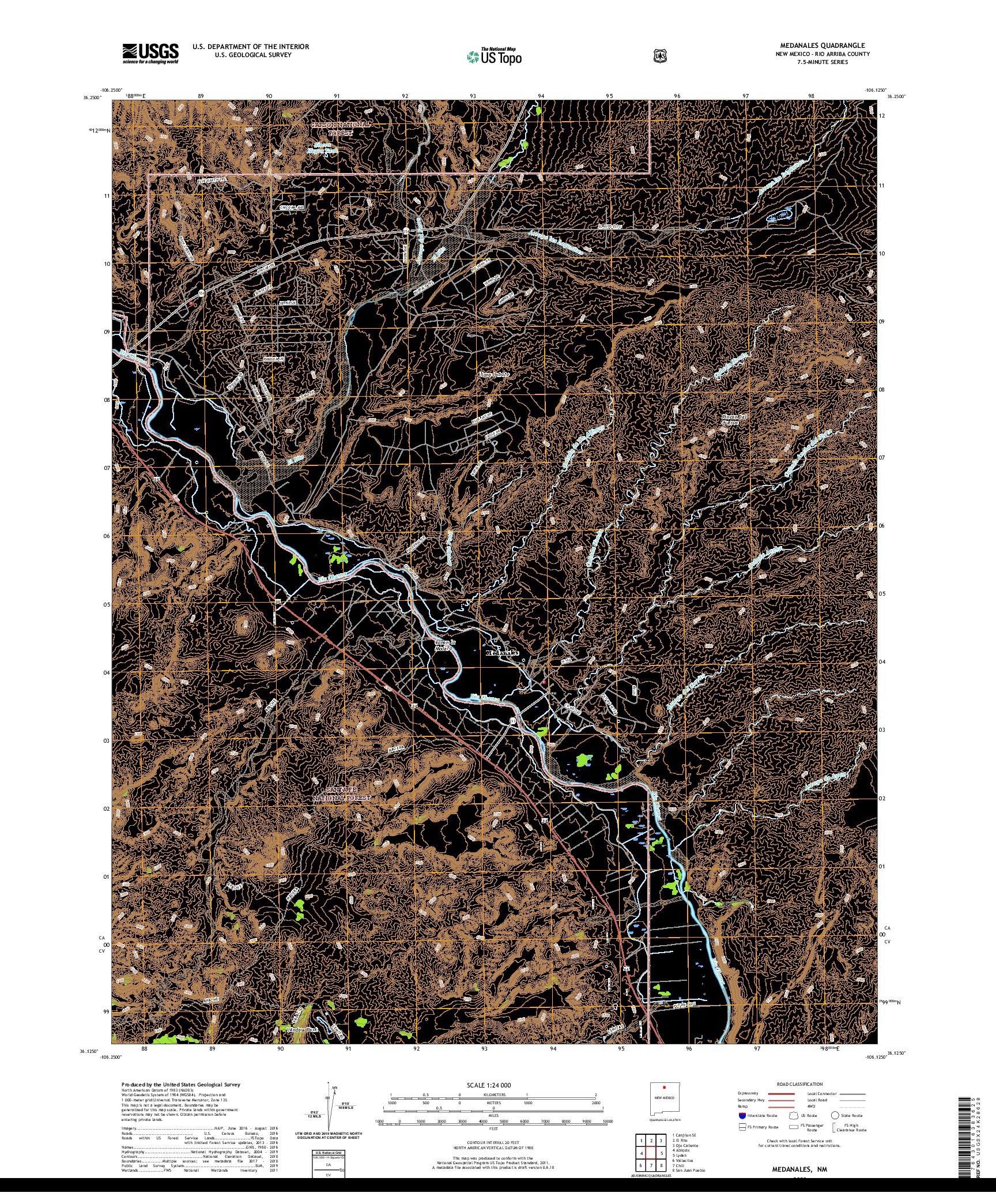 USGS US TOPO 7.5-MINUTE MAP FOR MEDANALES, NM 2020