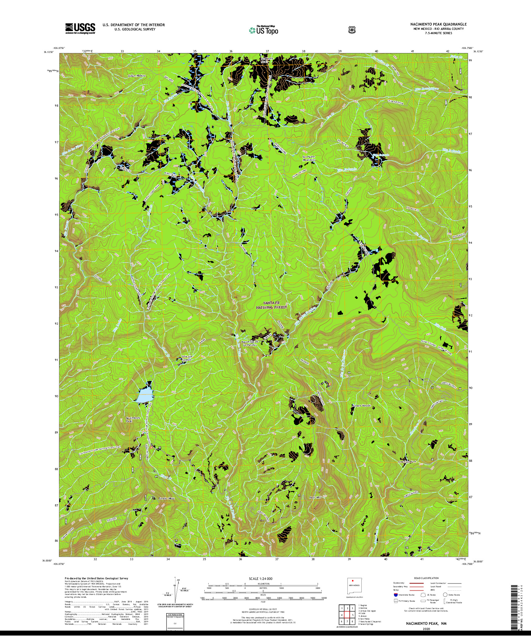 USGS US TOPO 7.5-MINUTE MAP FOR NACIMIENTO PEAK, NM 2020