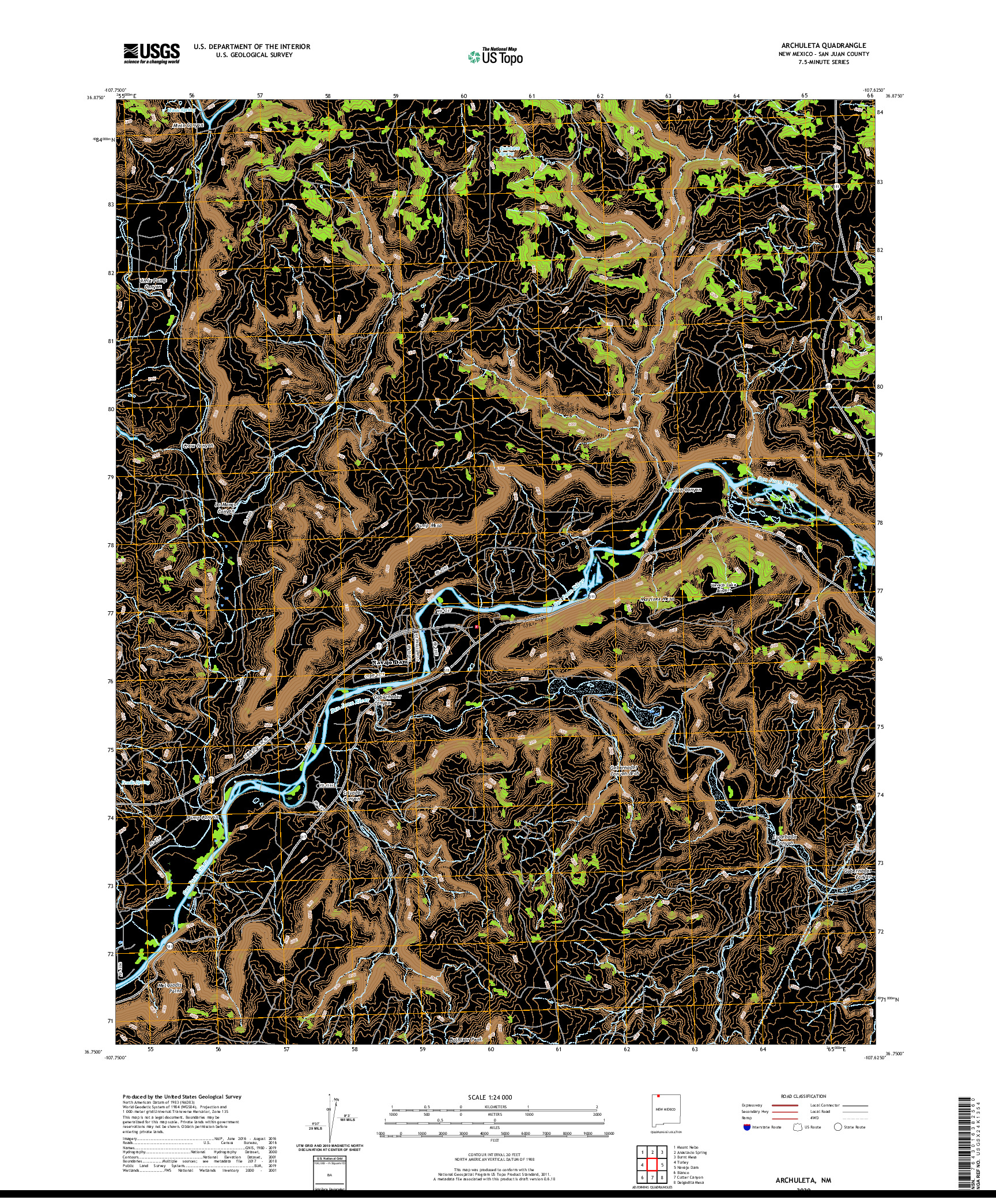 USGS US TOPO 7.5-MINUTE MAP FOR ARCHULETA, NM 2020