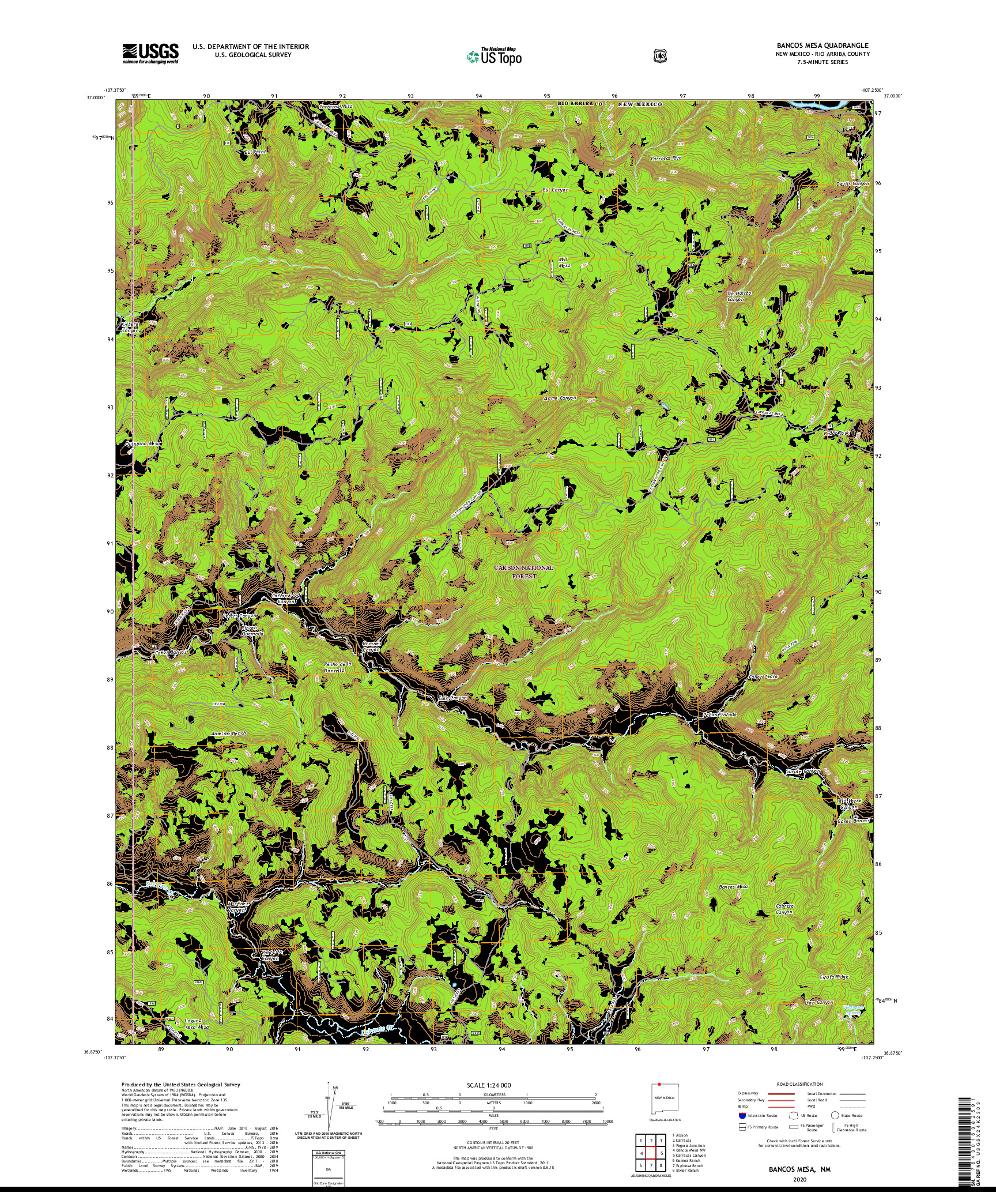 USGS US TOPO 7.5-MINUTE MAP FOR BANCOS MESA, NM 2020