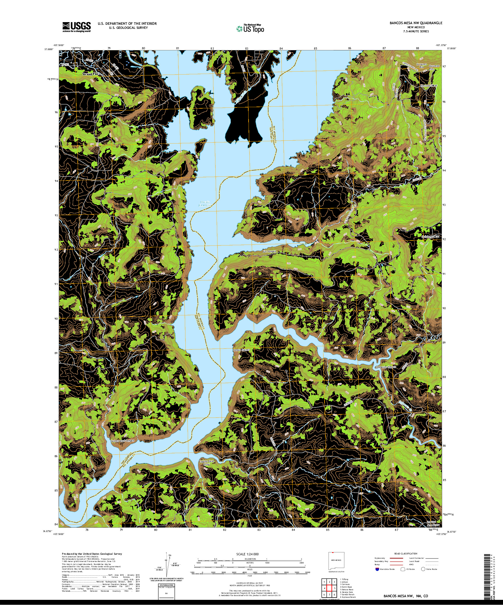 USGS US TOPO 7.5-MINUTE MAP FOR BANCOS MESA NW, NM,CO 2020