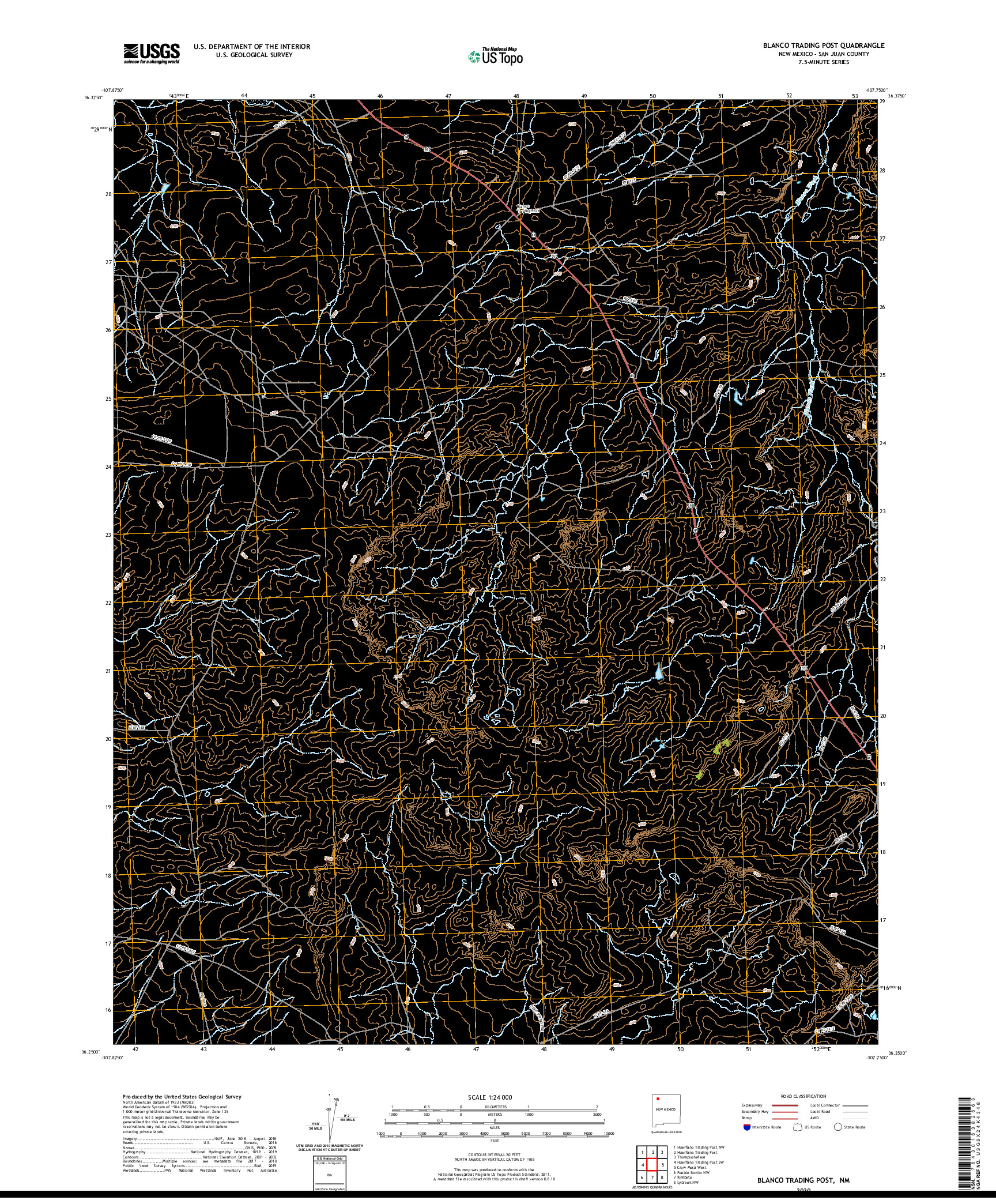 USGS US TOPO 7.5-MINUTE MAP FOR BLANCO TRADING POST, NM 2020