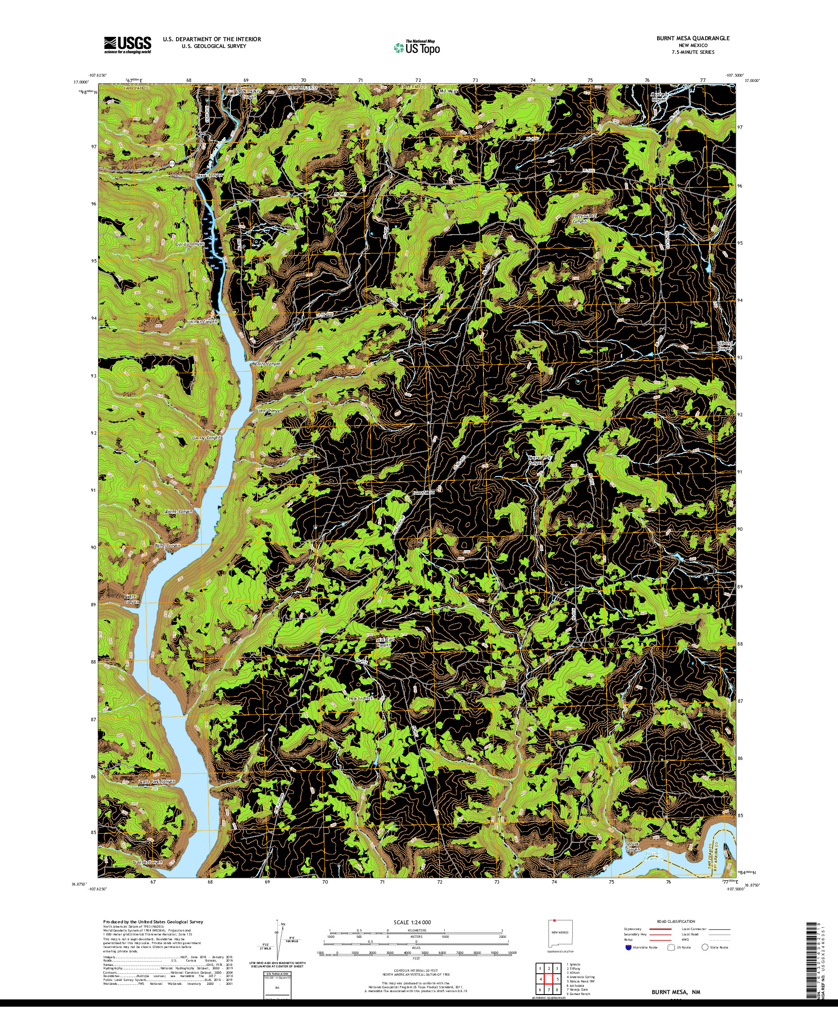 USGS US TOPO 7.5-MINUTE MAP FOR BURNT MESA, NM 2020