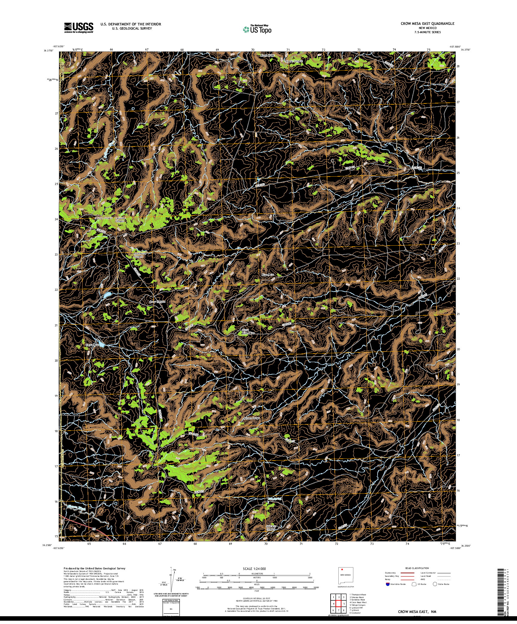 USGS US TOPO 7.5-MINUTE MAP FOR CROW MESA EAST, NM 2020