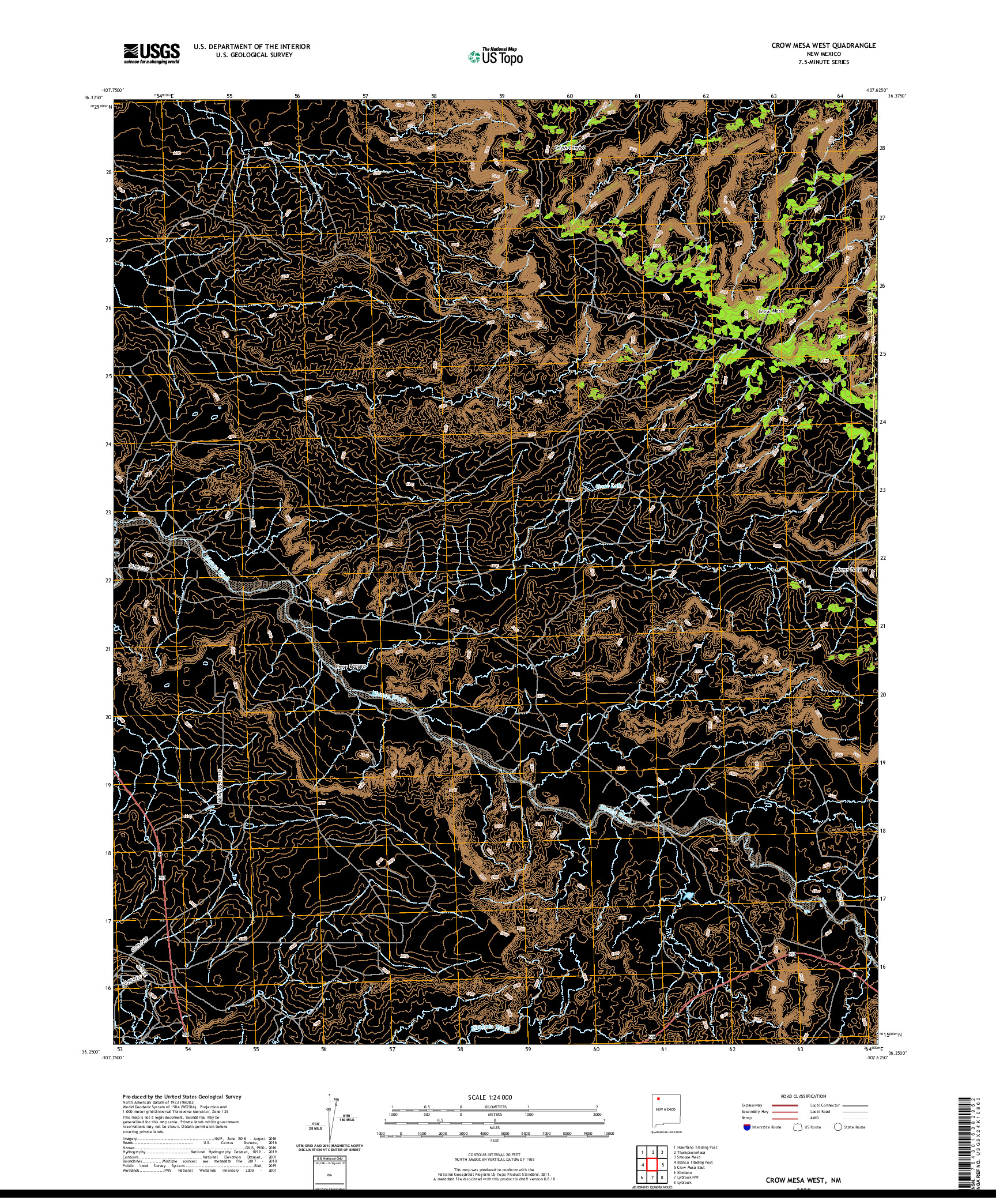 USGS US TOPO 7.5-MINUTE MAP FOR CROW MESA WEST, NM 2020