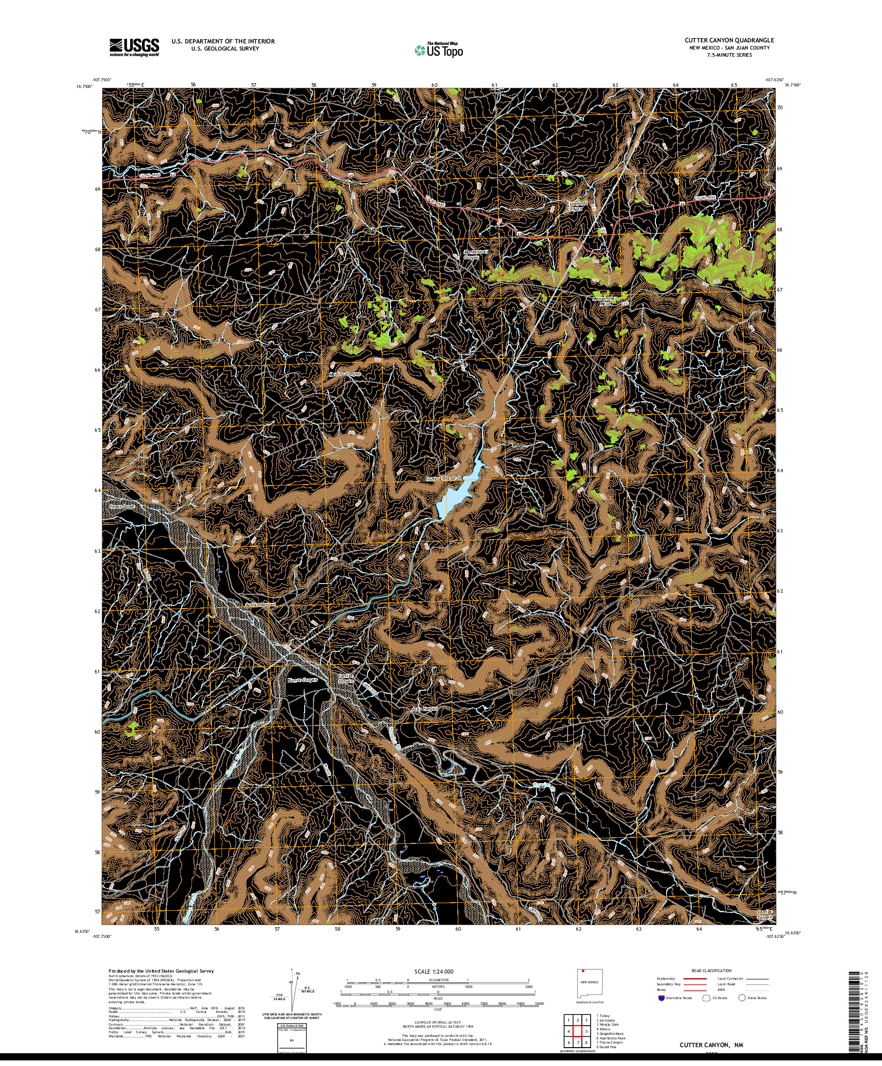 USGS US TOPO 7.5-MINUTE MAP FOR CUTTER CANYON, NM 2020