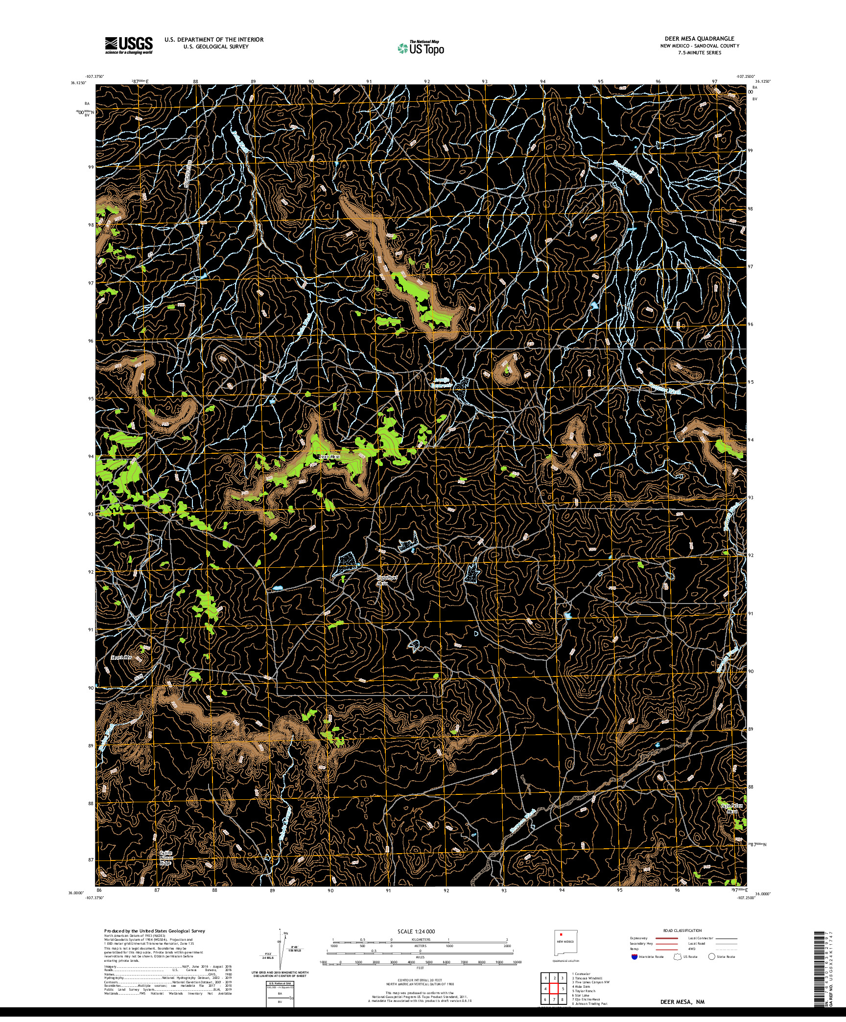 USGS US TOPO 7.5-MINUTE MAP FOR DEER MESA, NM 2020