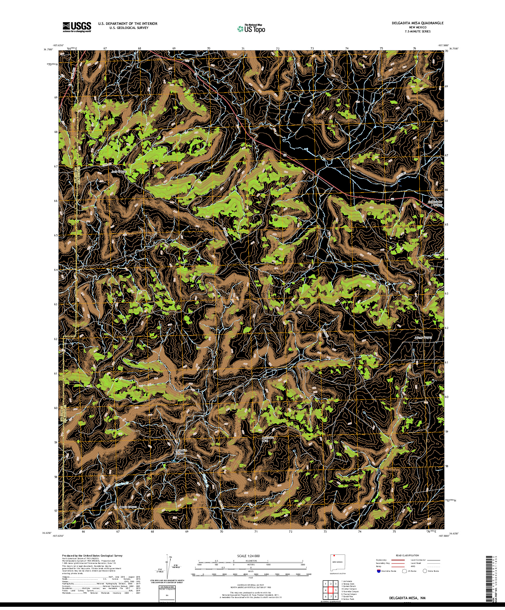 USGS US TOPO 7.5-MINUTE MAP FOR DELGADITA MESA, NM 2020