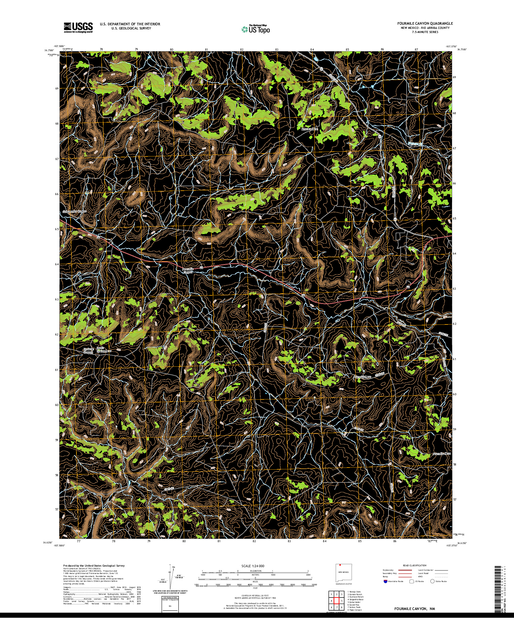 USGS US TOPO 7.5-MINUTE MAP FOR FOURMILE CANYON, NM 2020