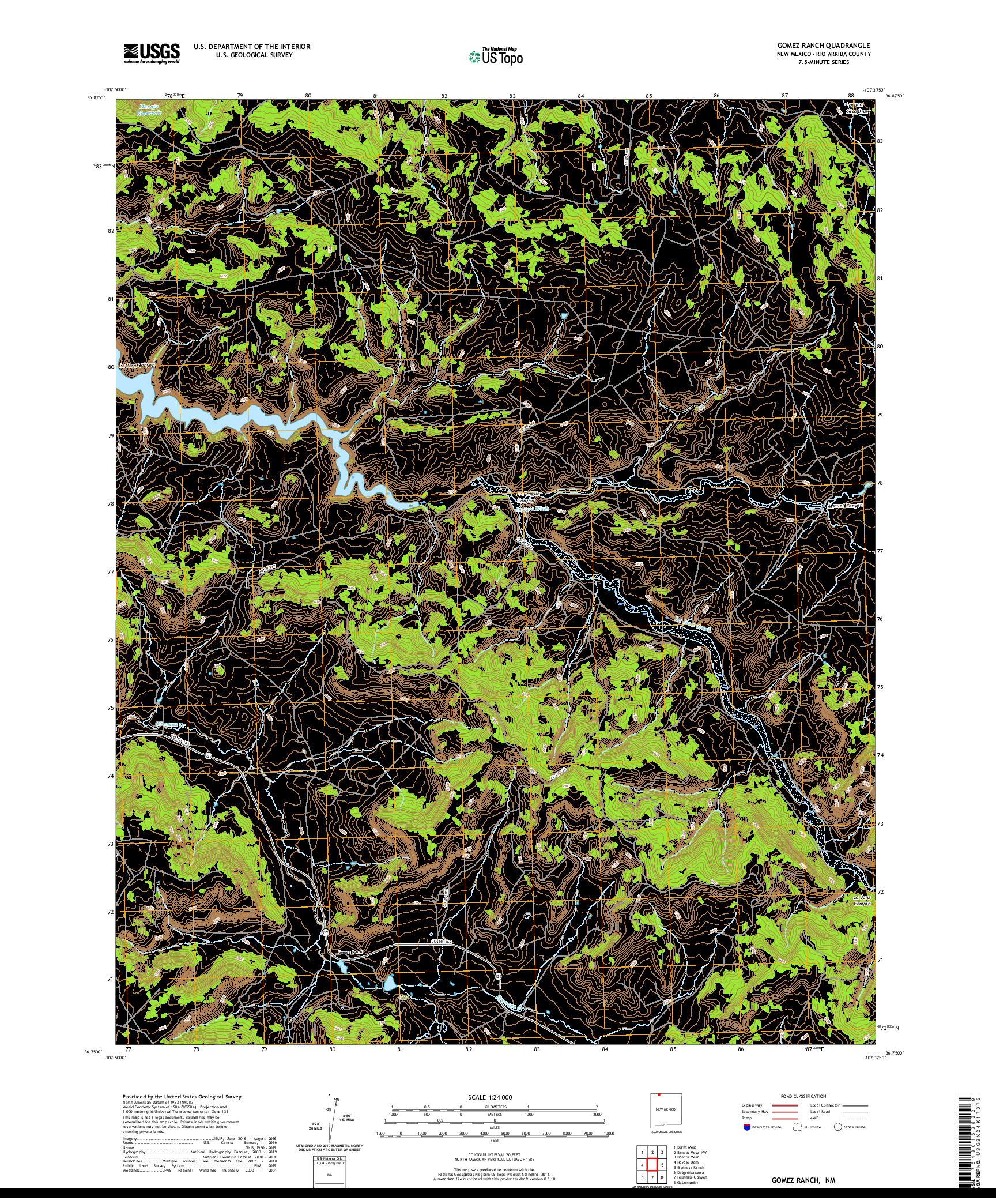 USGS US TOPO 7.5-MINUTE MAP FOR GOMEZ RANCH, NM 2020