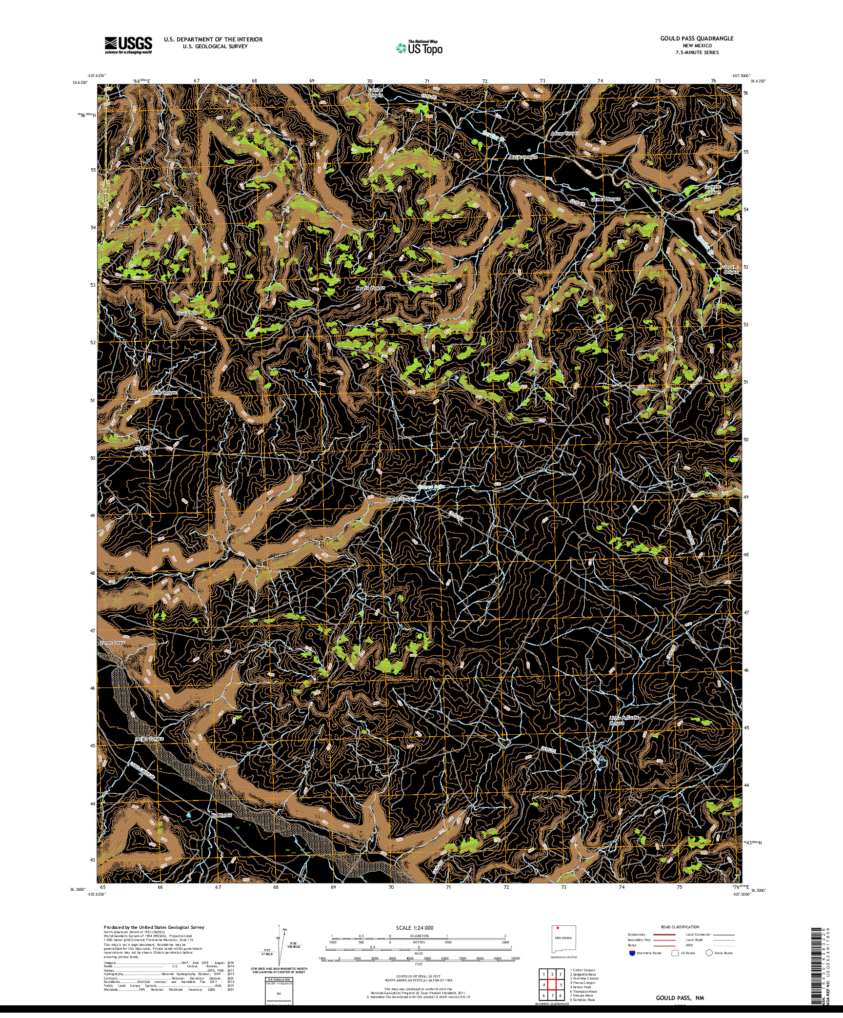 USGS US TOPO 7.5-MINUTE MAP FOR GOULD PASS, NM 2020