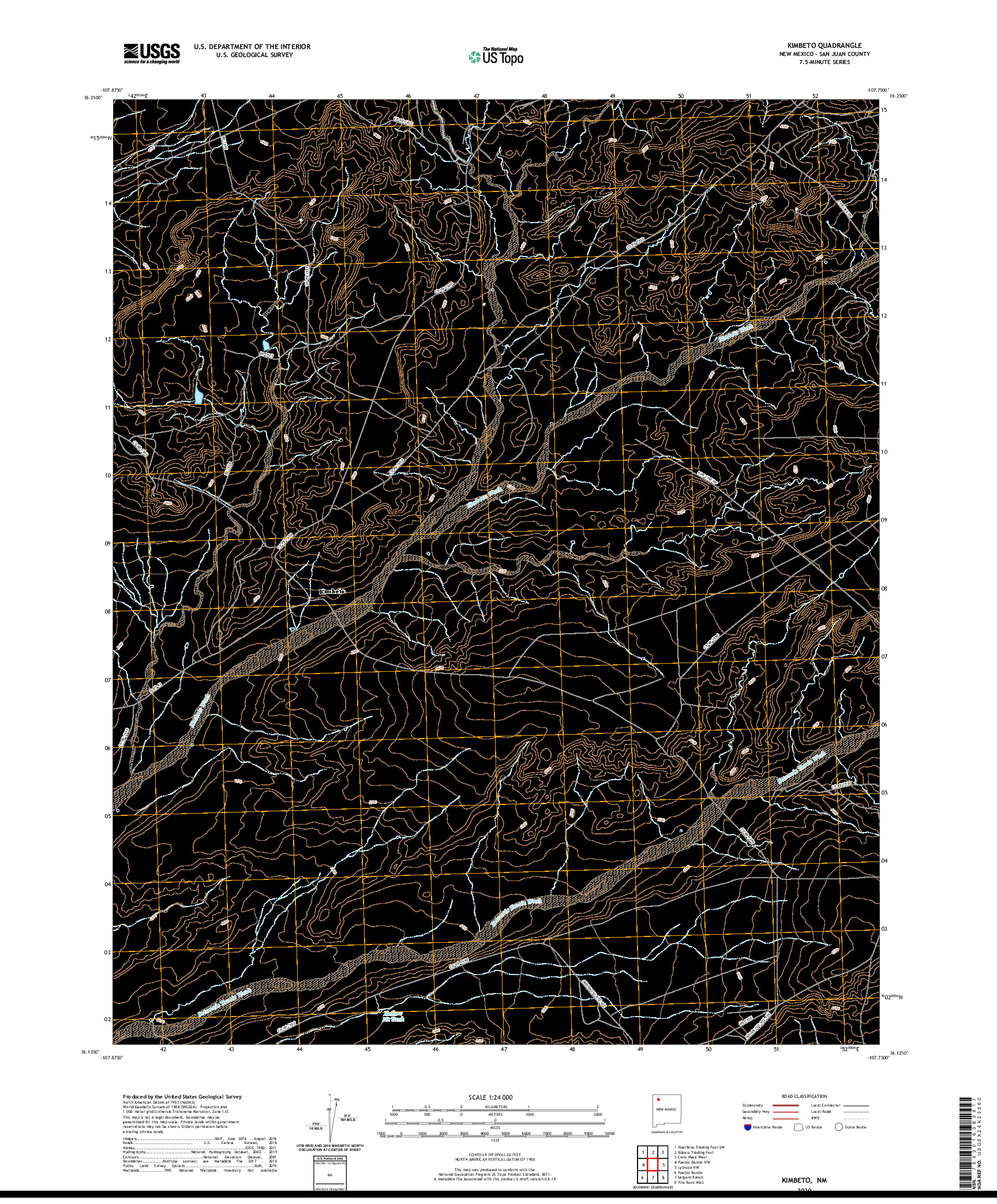 USGS US TOPO 7.5-MINUTE MAP FOR KIMBETO, NM 2020