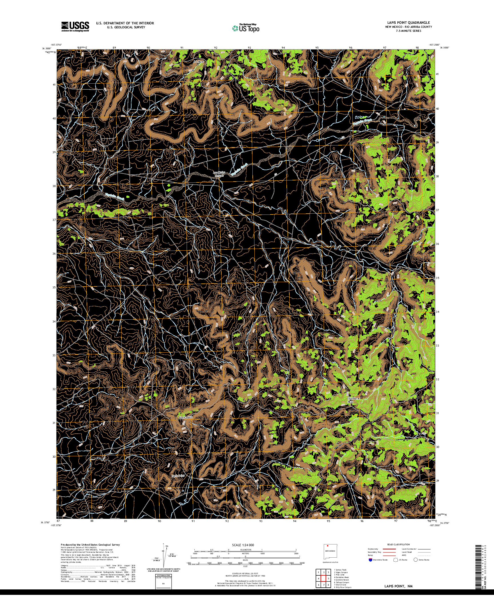 USGS US TOPO 7.5-MINUTE MAP FOR LAPIS POINT, NM 2020