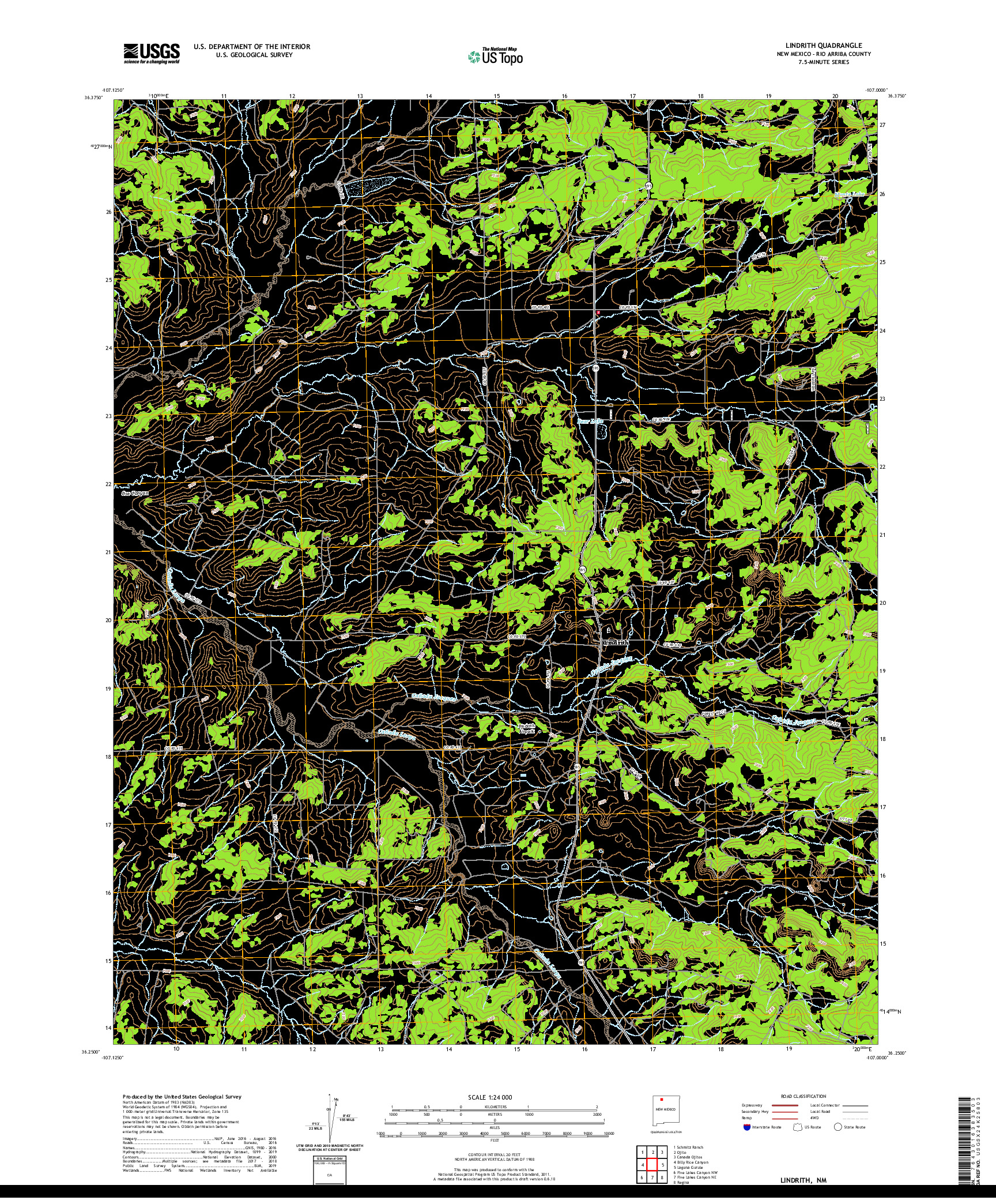 USGS US TOPO 7.5-MINUTE MAP FOR LINDRITH, NM 2020