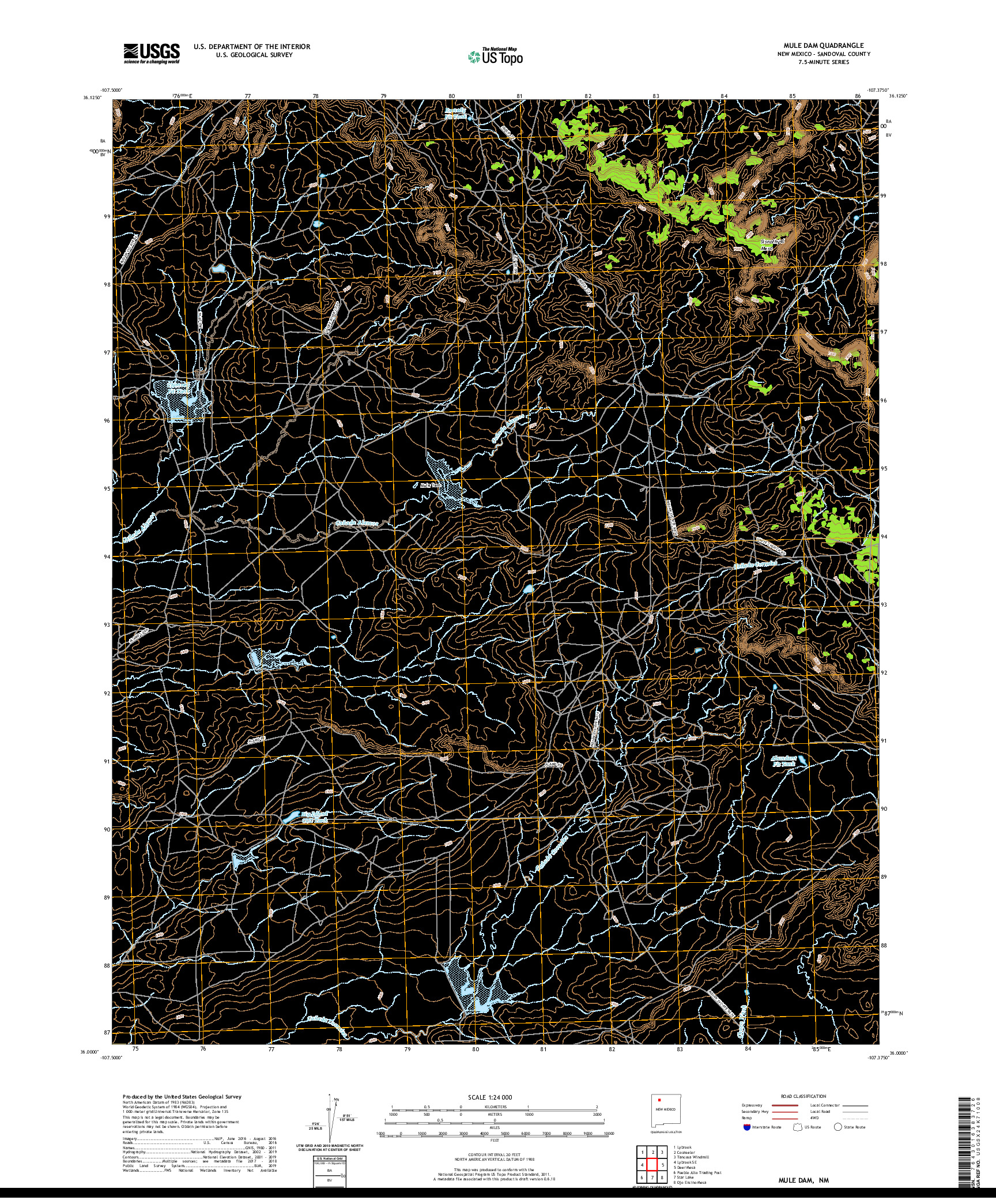 USGS US TOPO 7.5-MINUTE MAP FOR MULE DAM, NM 2020