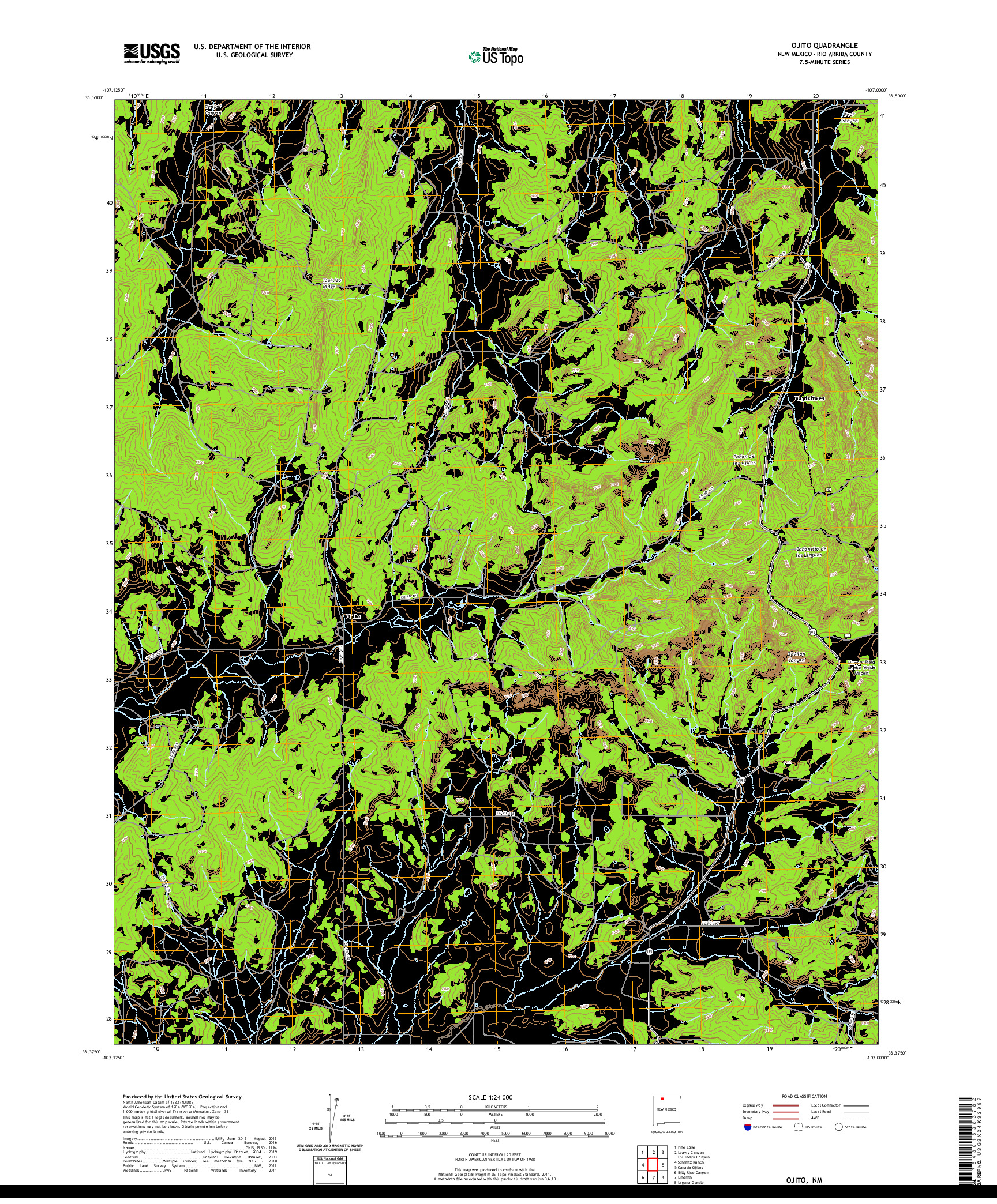 USGS US TOPO 7.5-MINUTE MAP FOR OJITO, NM 2020