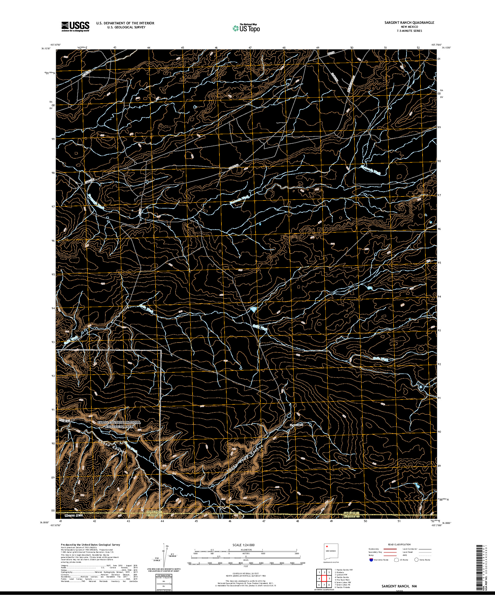 USGS US TOPO 7.5-MINUTE MAP FOR SARGENT RANCH, NM 2020