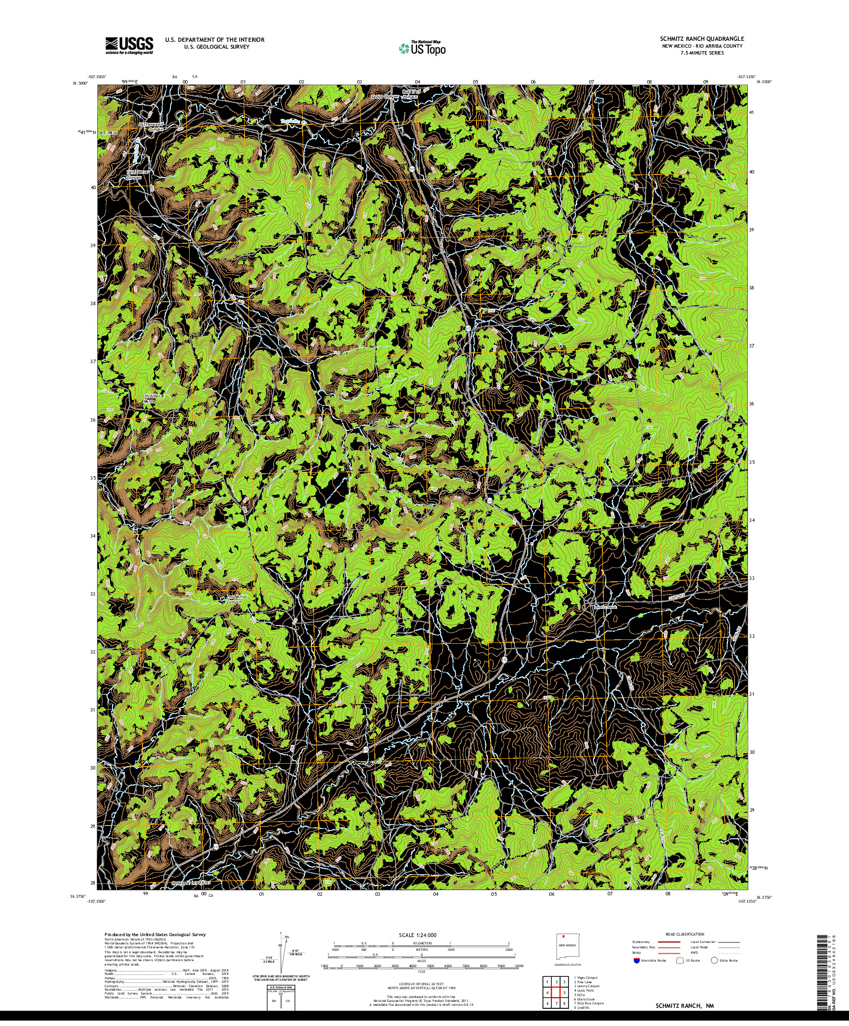 USGS US TOPO 7.5-MINUTE MAP FOR SCHMITZ RANCH, NM 2020