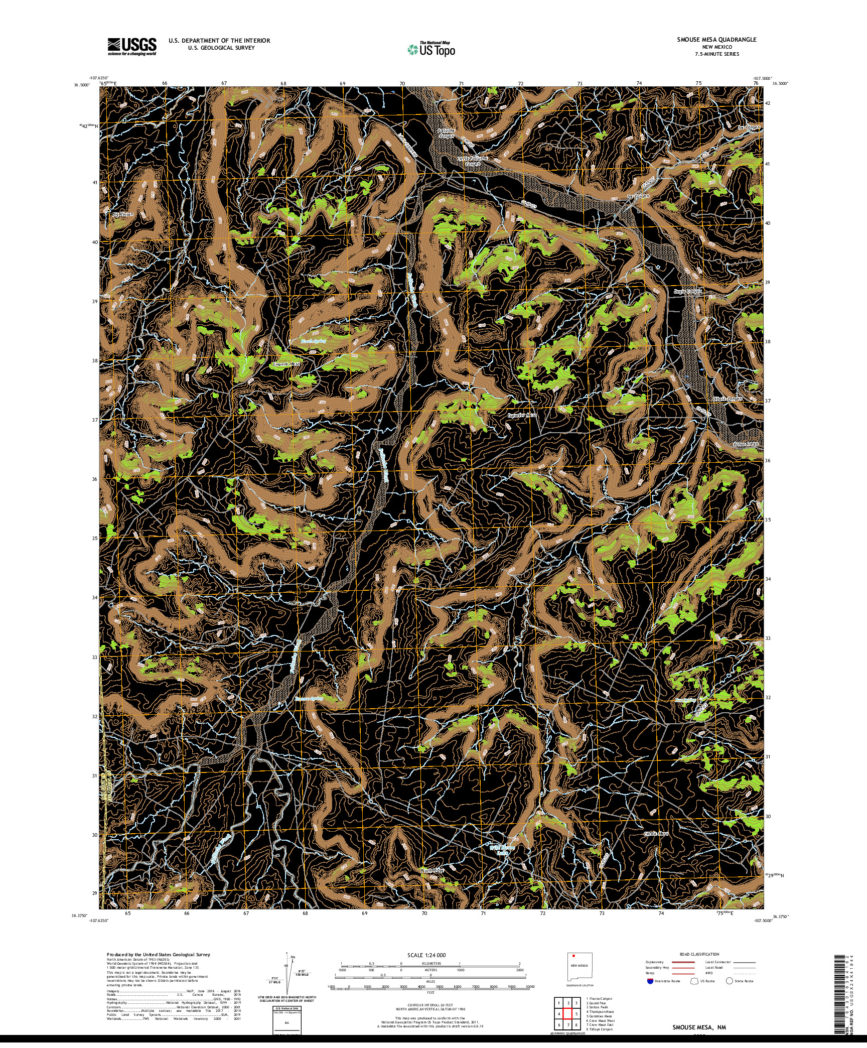 USGS US TOPO 7.5-MINUTE MAP FOR SMOUSE MESA, NM 2020