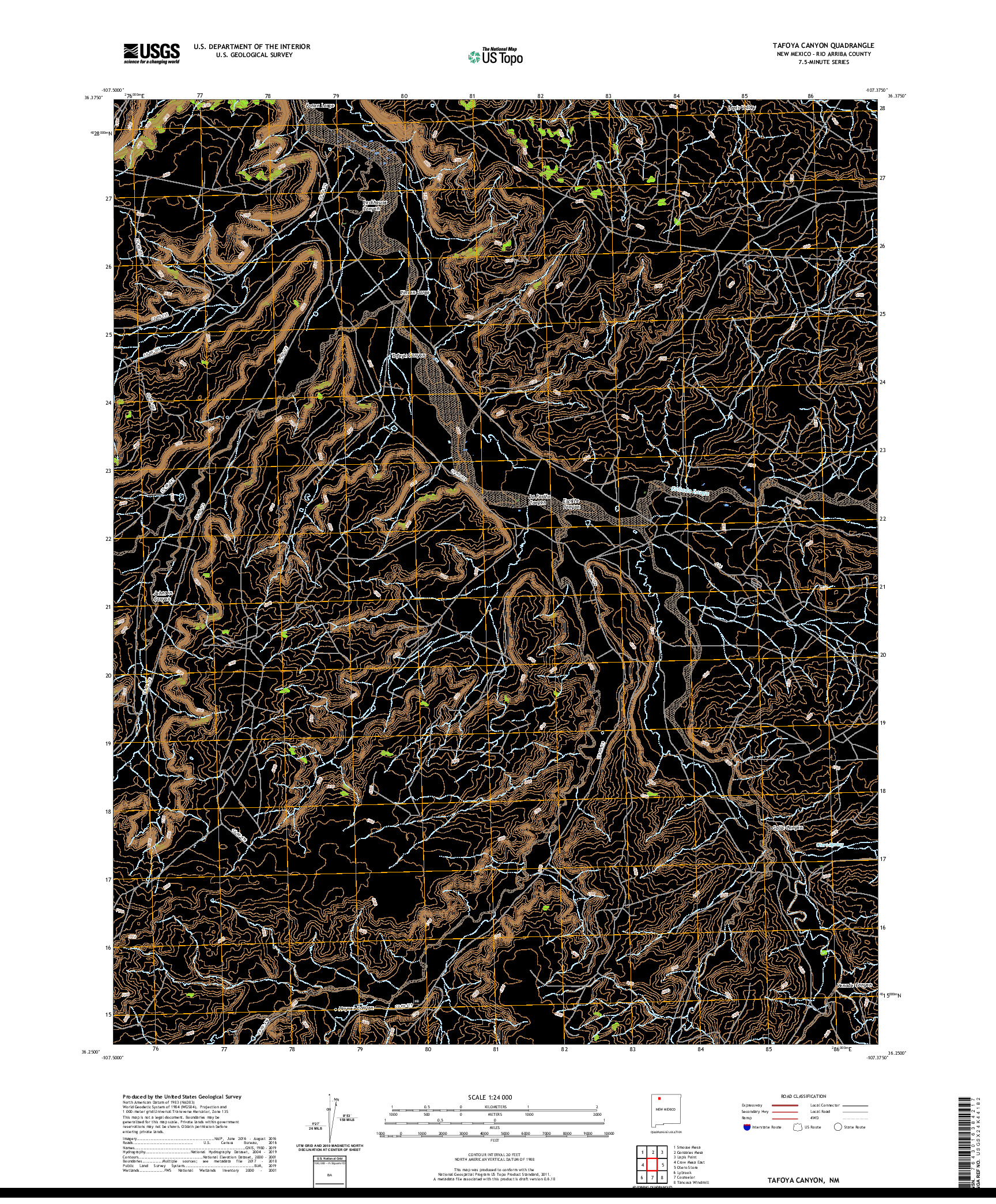 USGS US TOPO 7.5-MINUTE MAP FOR TAFOYA CANYON, NM 2020