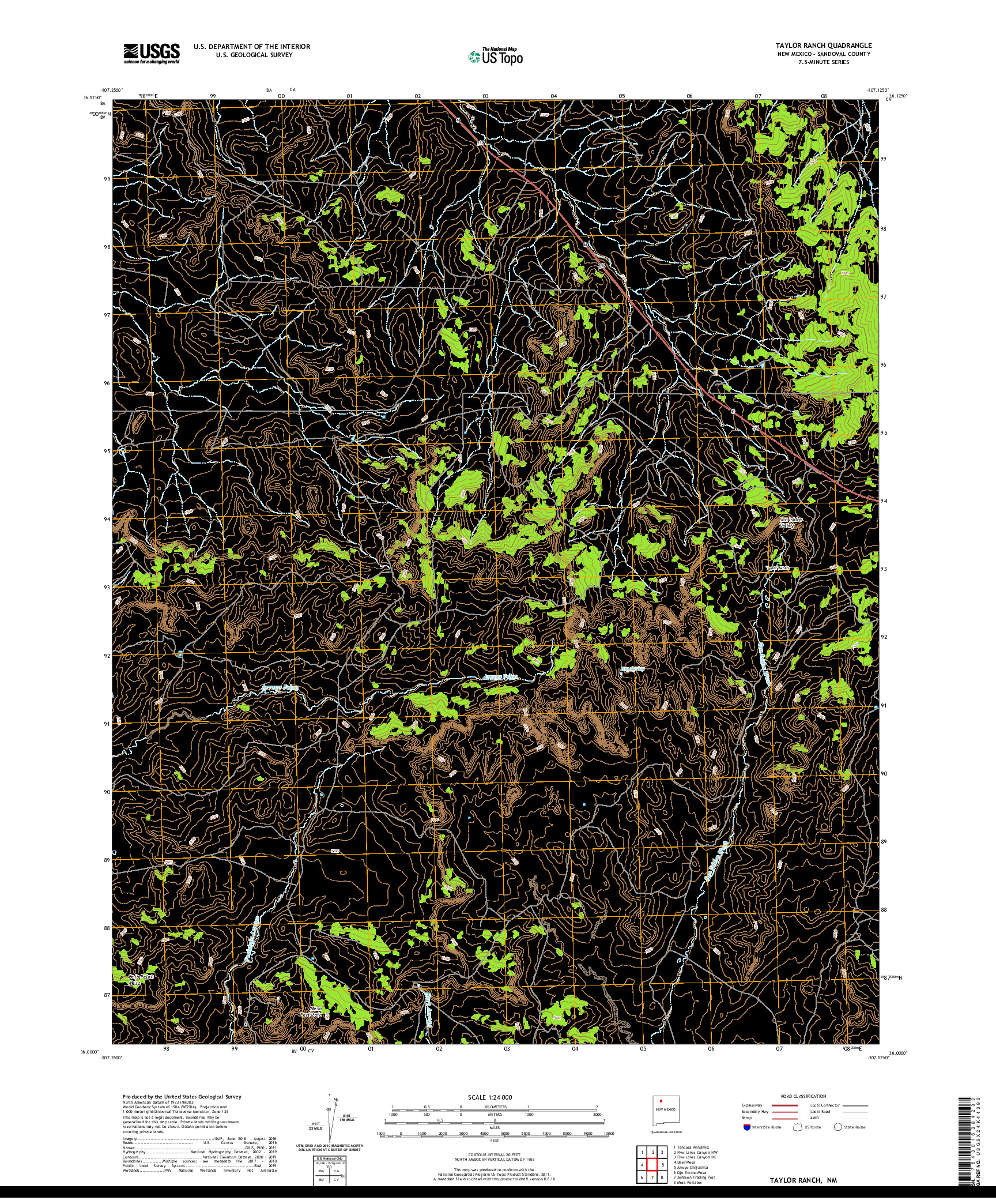 USGS US TOPO 7.5-MINUTE MAP FOR TAYLOR RANCH, NM 2020