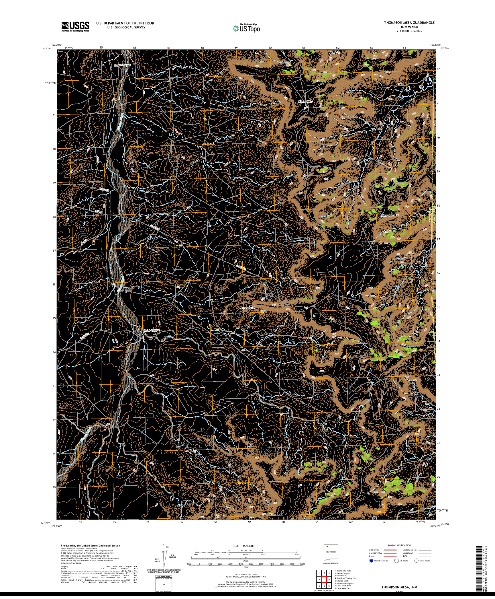 USGS US TOPO 7.5-MINUTE MAP FOR THOMPSON MESA, NM 2020