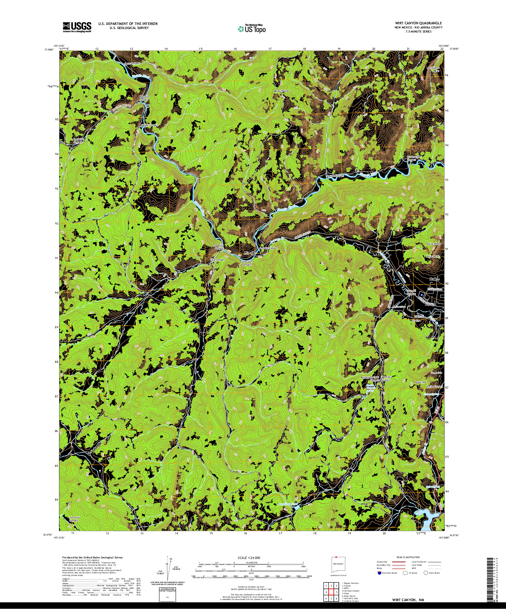 USGS US TOPO 7.5-MINUTE MAP FOR WIRT CANYON, NM 2020