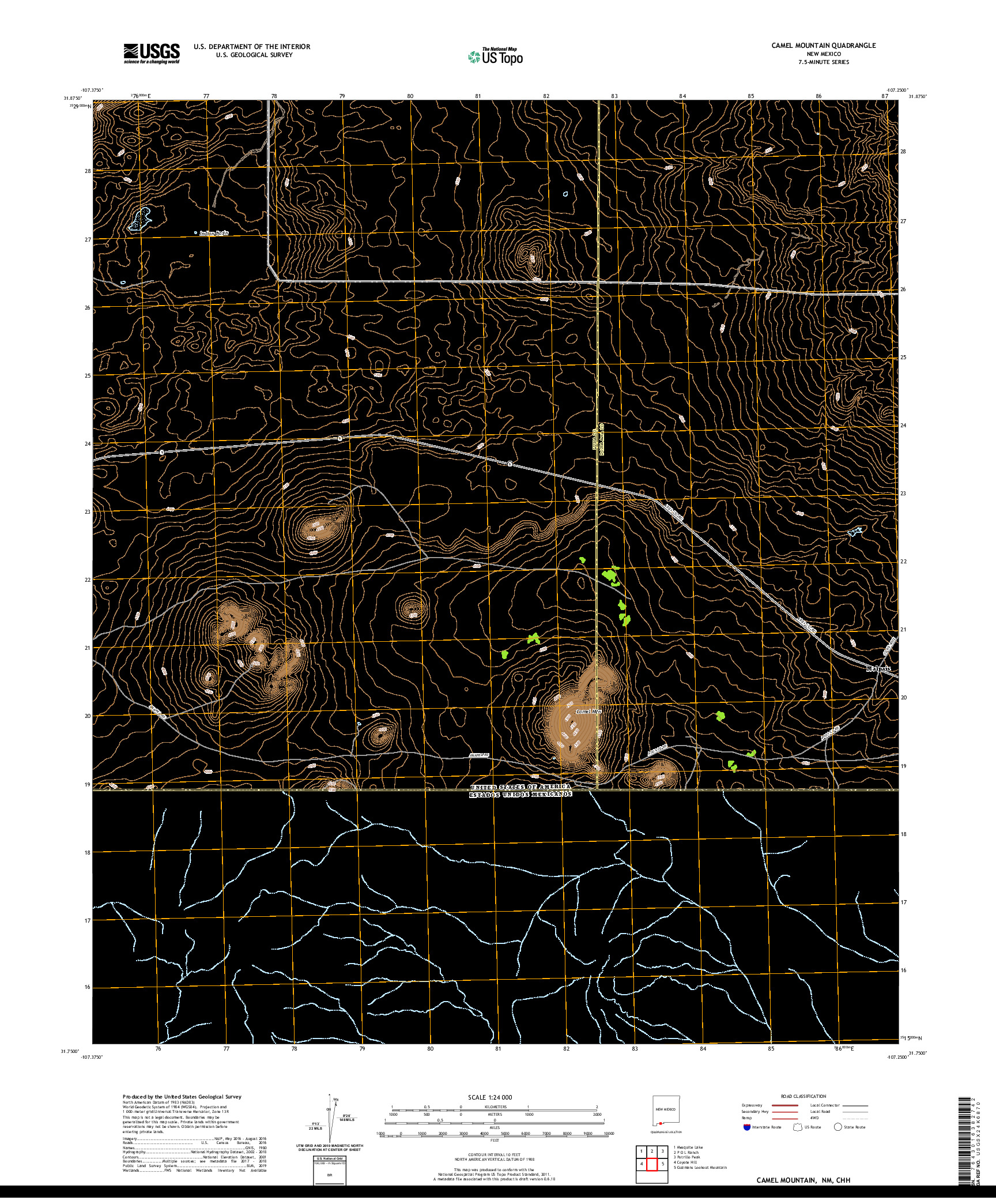 USGS US TOPO 7.5-MINUTE MAP FOR CAMEL MOUNTAIN, NM,CHH 2020