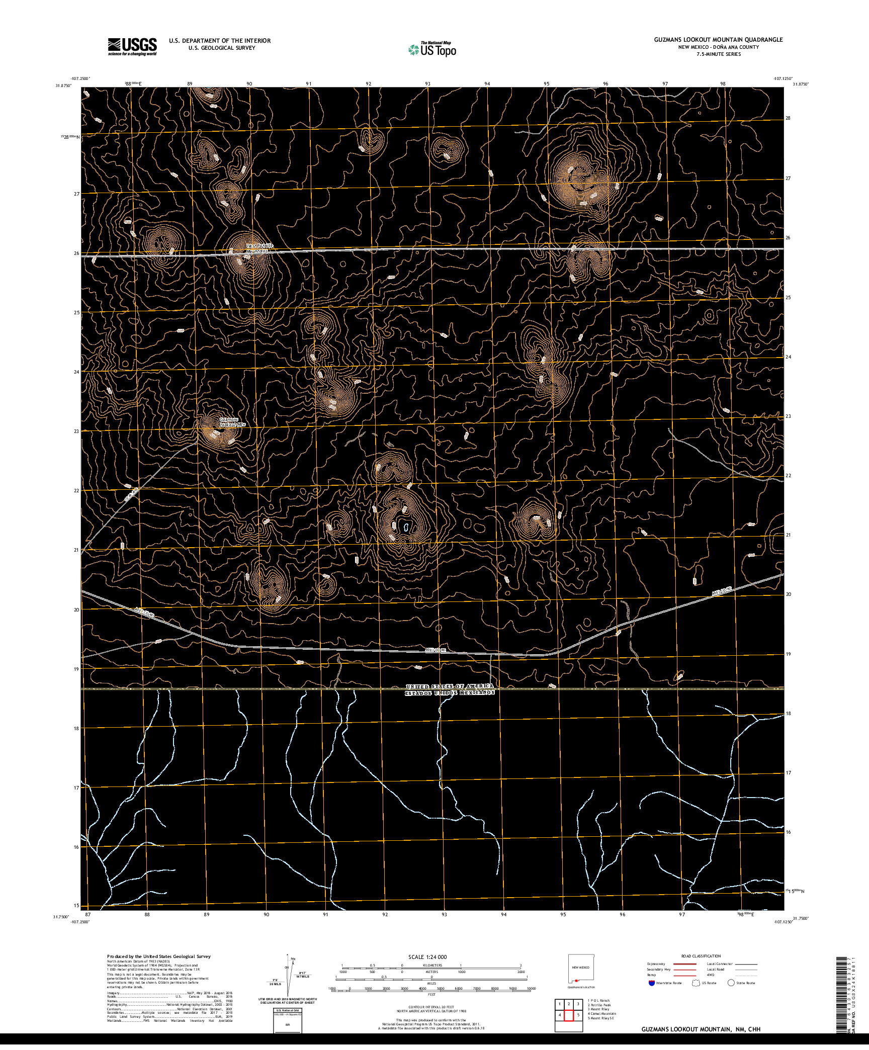 USGS US TOPO 7.5-MINUTE MAP FOR GUZMANS LOOKOUT MOUNTAIN, NM,CHH 2020