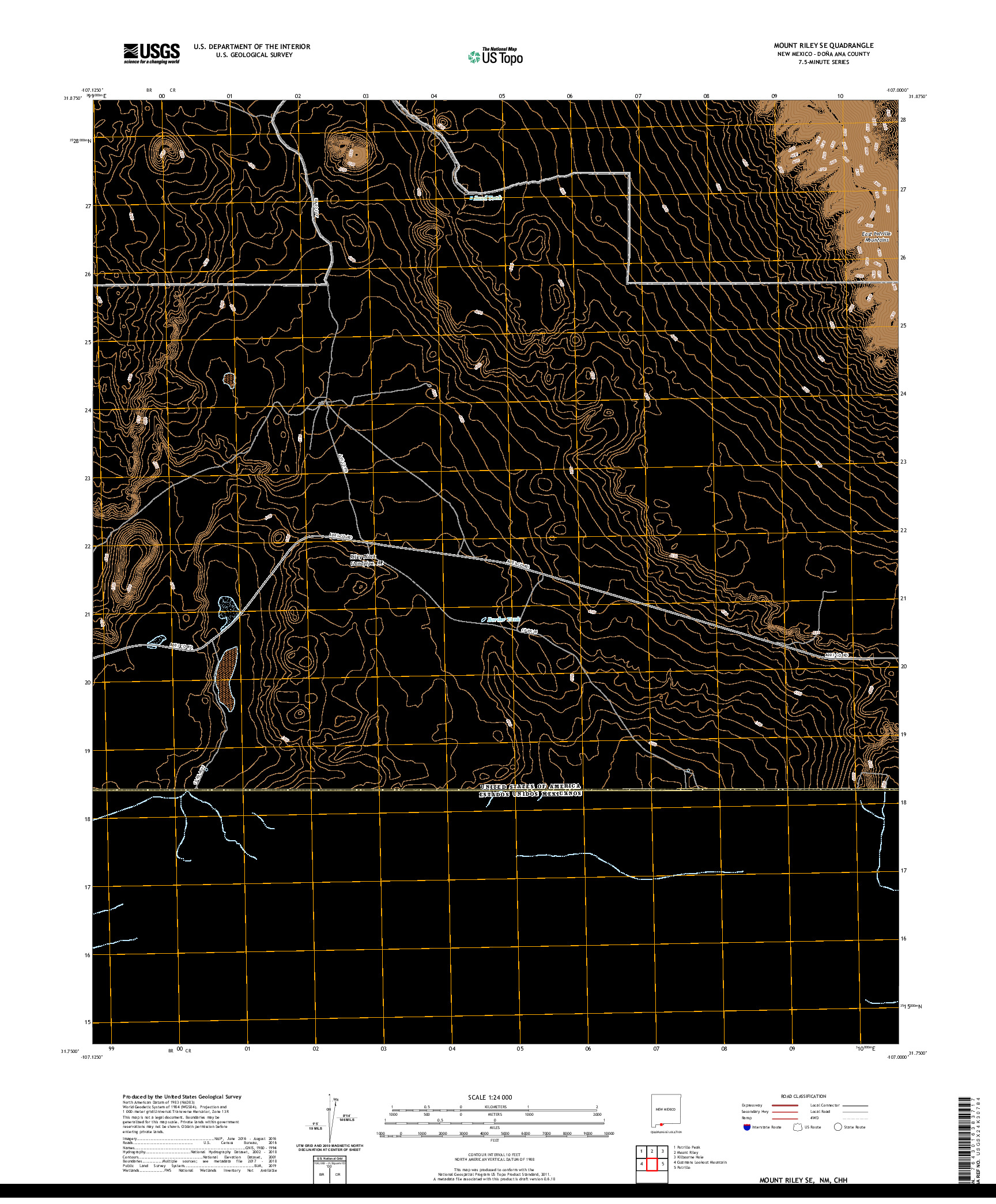 USGS US TOPO 7.5-MINUTE MAP FOR MOUNT RILEY SE, NM,CHH 2020