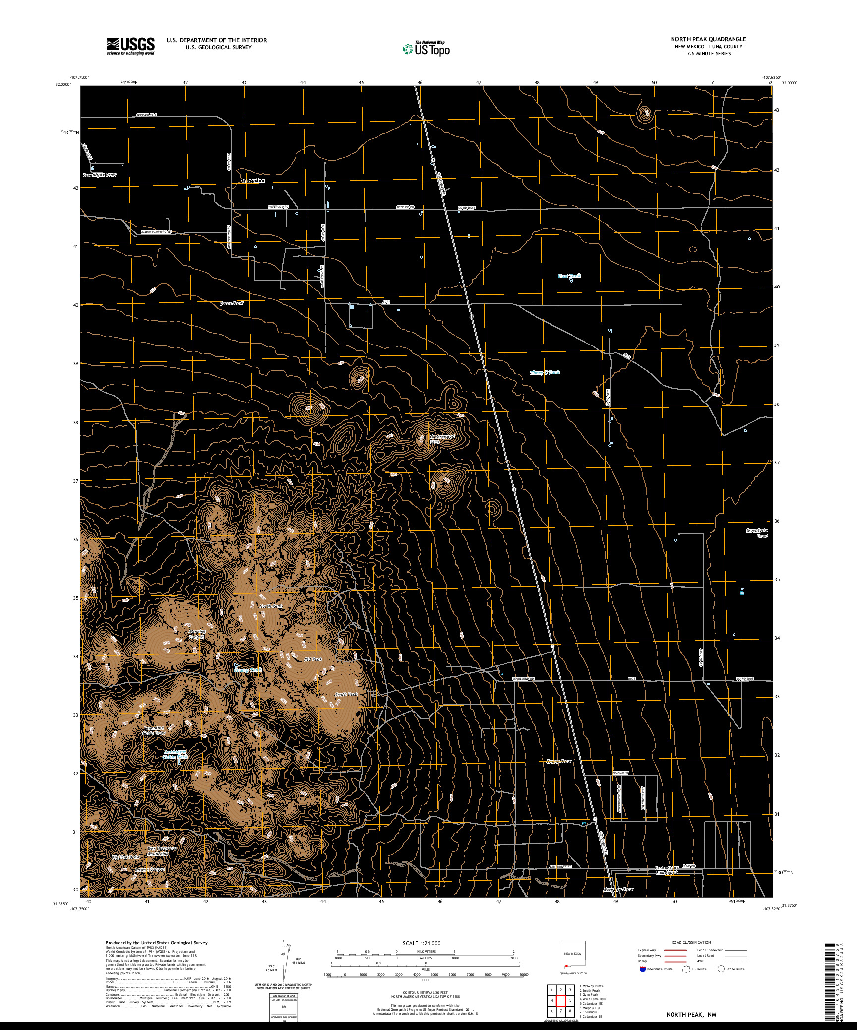 USGS US TOPO 7.5-MINUTE MAP FOR NORTH PEAK, NM 2020