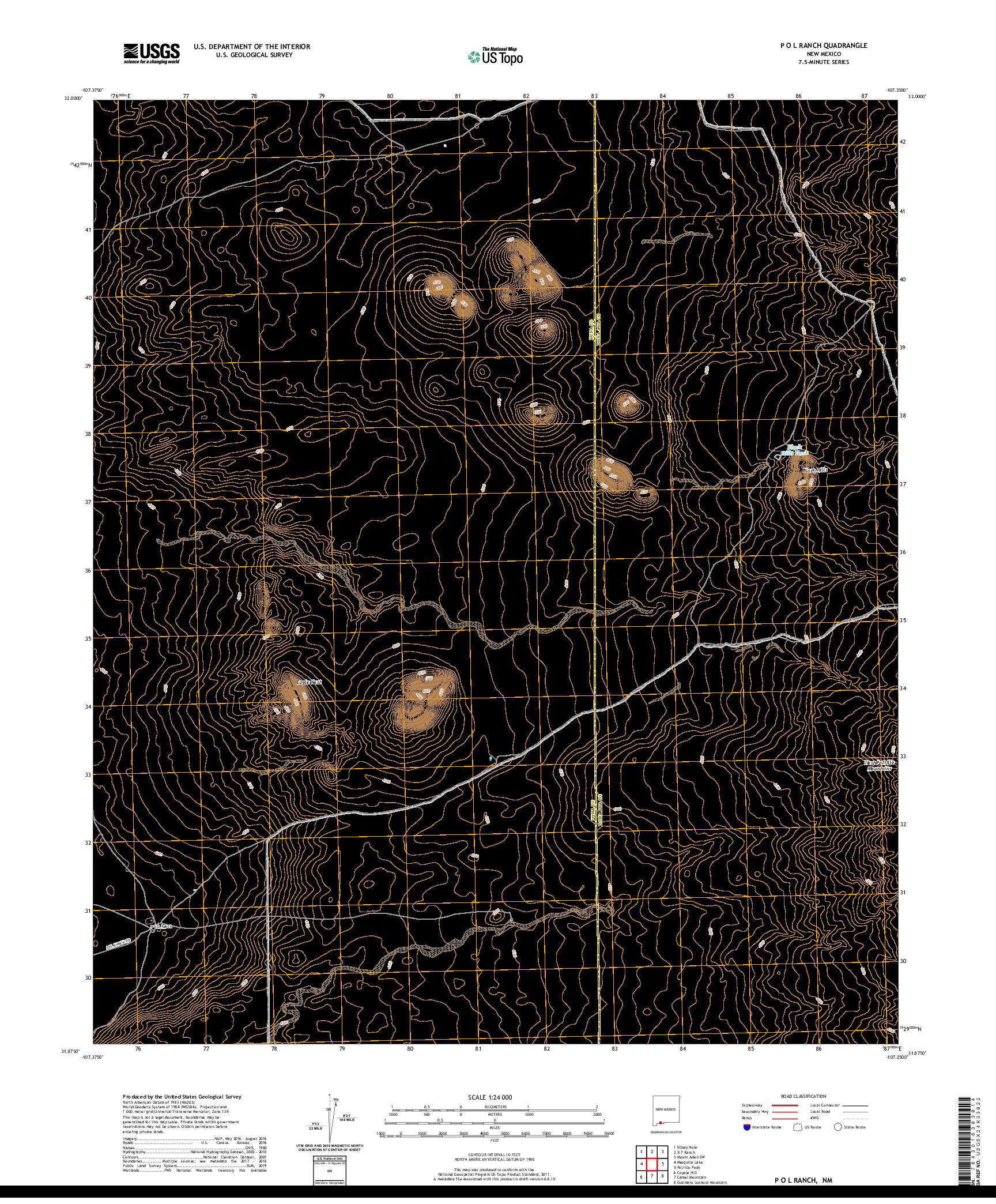 USGS US TOPO 7.5-MINUTE MAP FOR P O L RANCH, NM 2020