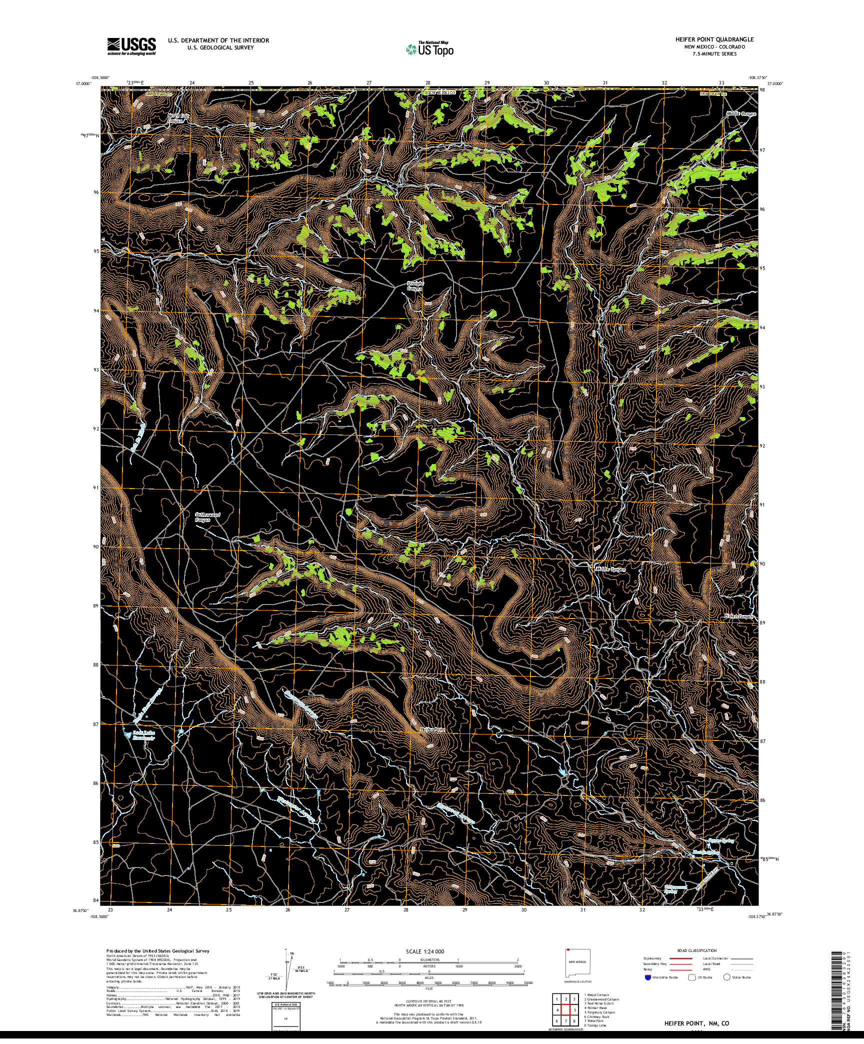 USGS US TOPO 7.5-MINUTE MAP FOR HEIFER POINT, NM,CO 2020