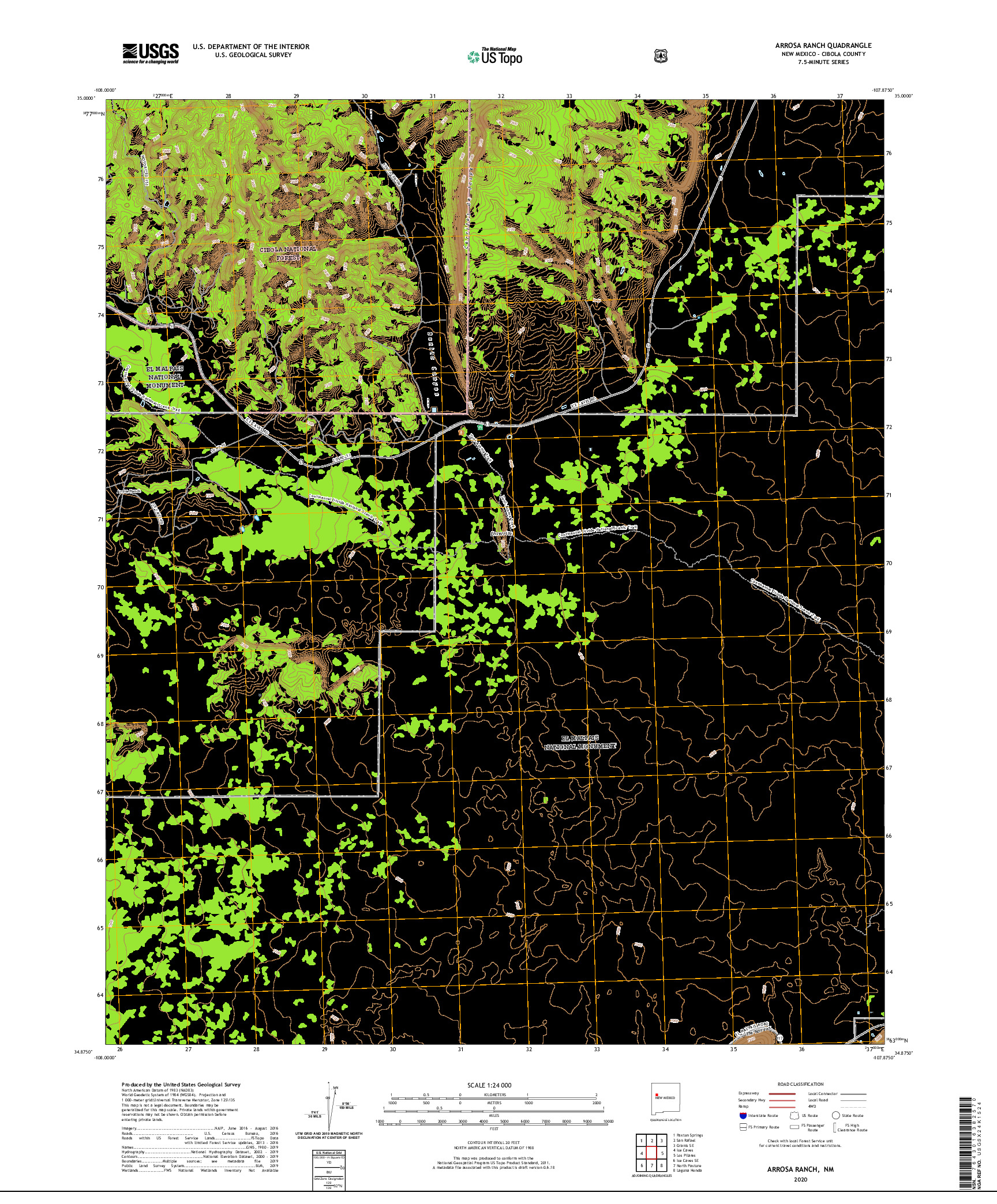 USGS US TOPO 7.5-MINUTE MAP FOR ARROSA RANCH, NM 2020