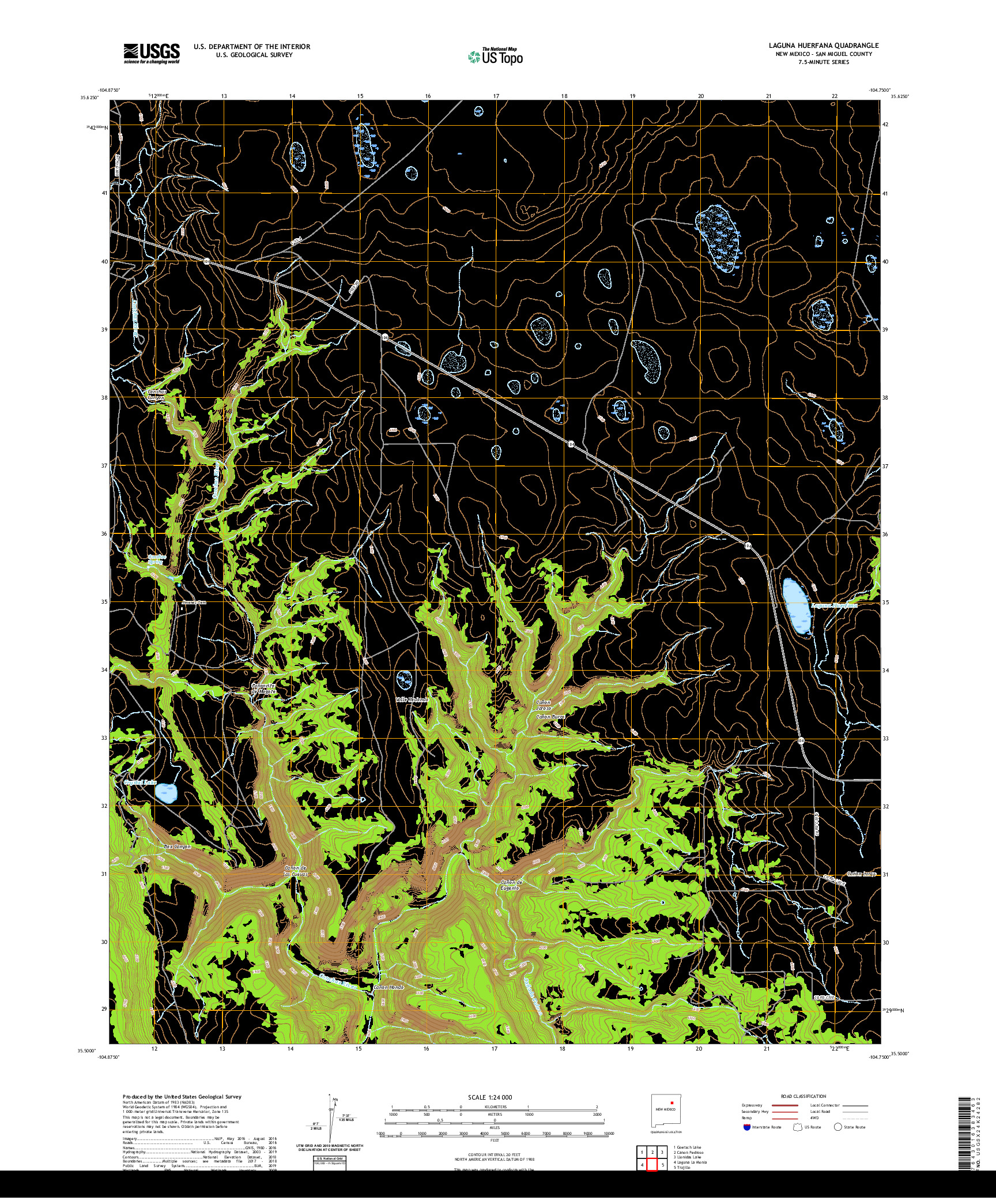 USGS US TOPO 7.5-MINUTE MAP FOR LAGUNA HUERFANA, NM 2020