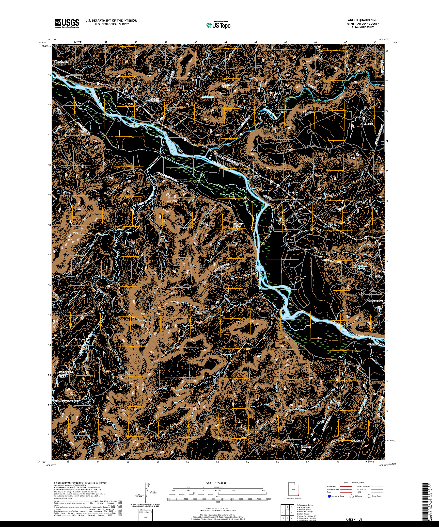 USGS US TOPO 7.5-MINUTE MAP FOR ANETH, UT 2020