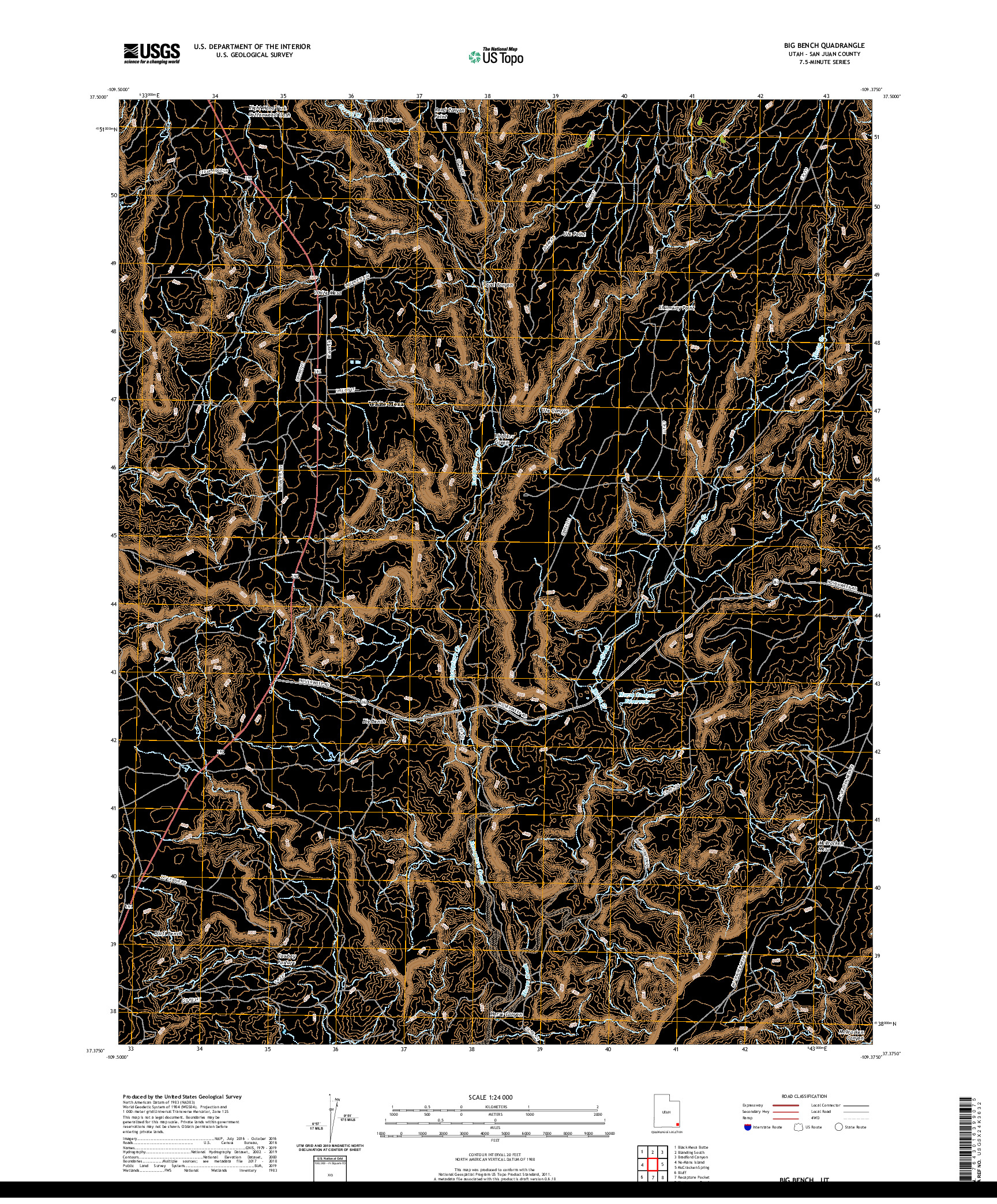 USGS US TOPO 7.5-MINUTE MAP FOR BIG BENCH, UT 2020