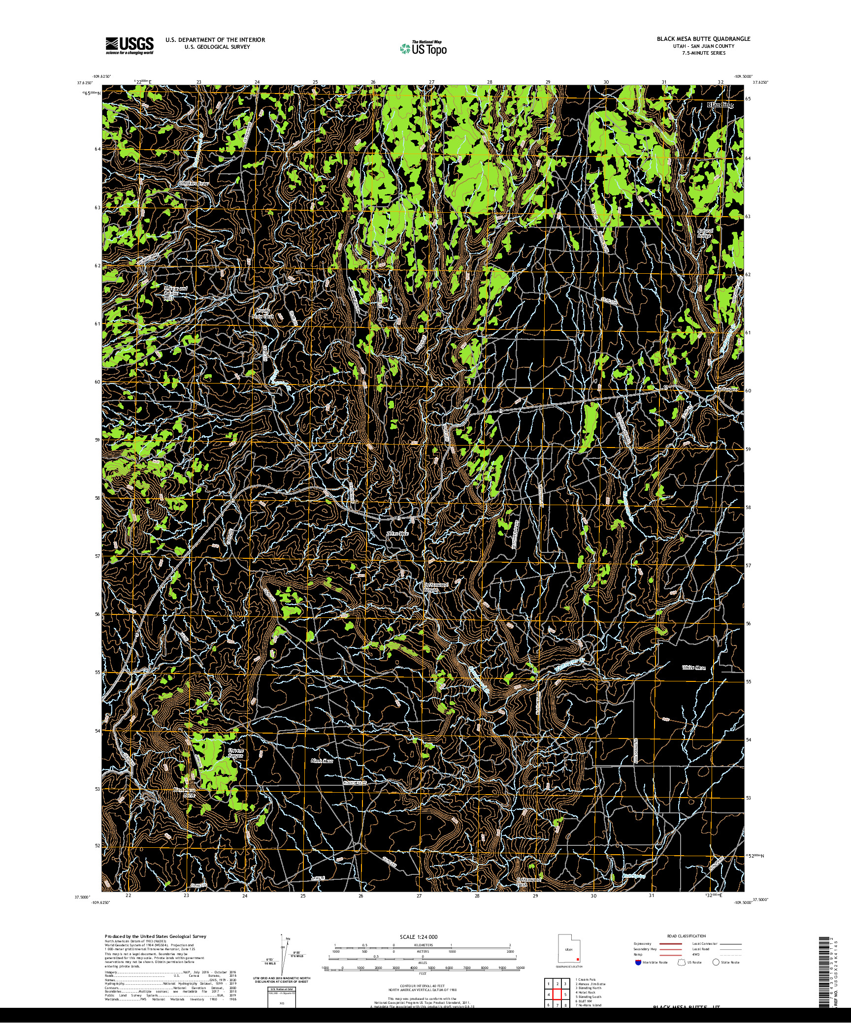 USGS US TOPO 7.5-MINUTE MAP FOR BLACK MESA BUTTE, UT 2020