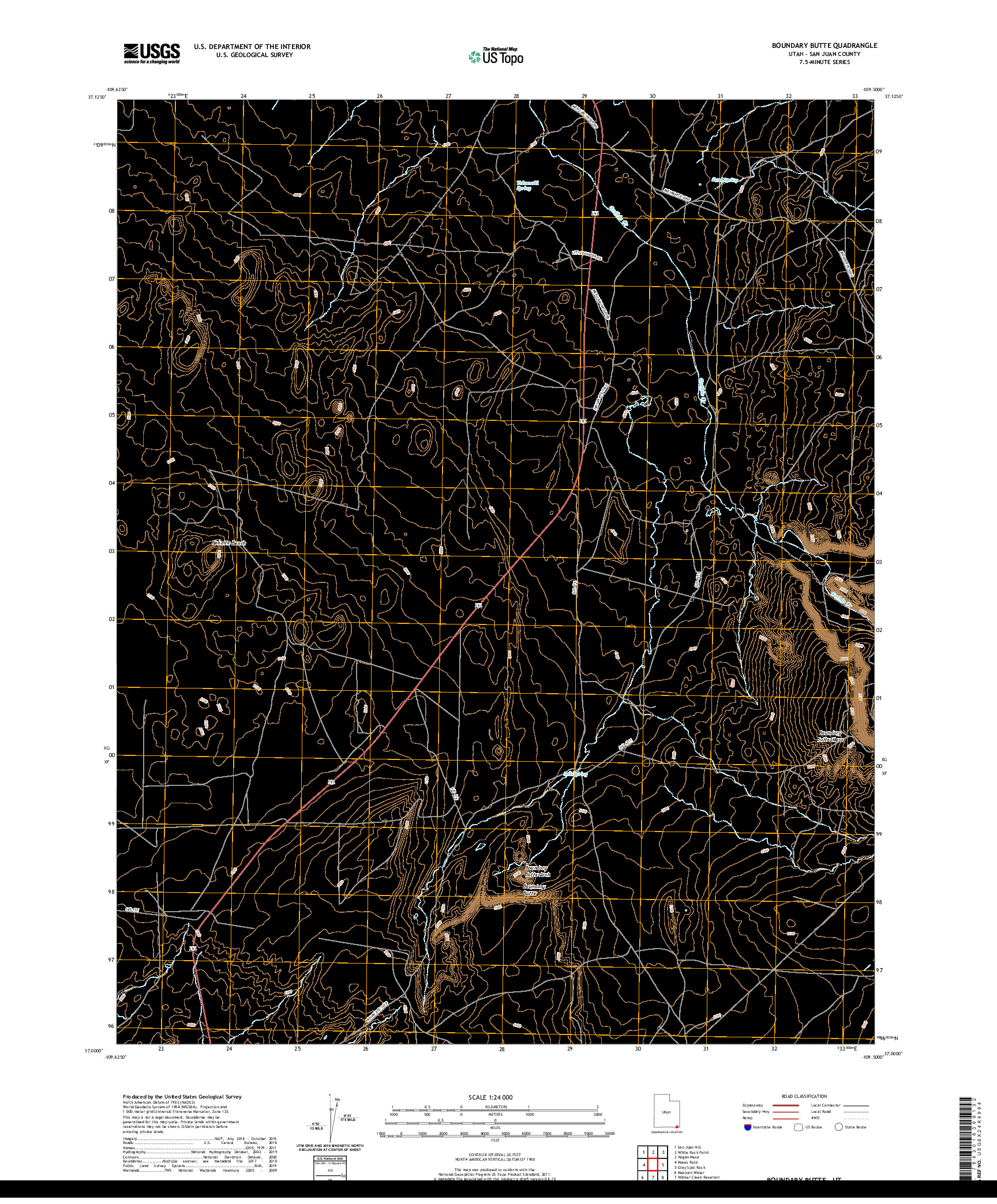 USGS US TOPO 7.5-MINUTE MAP FOR BOUNDARY BUTTE, UT 2020
