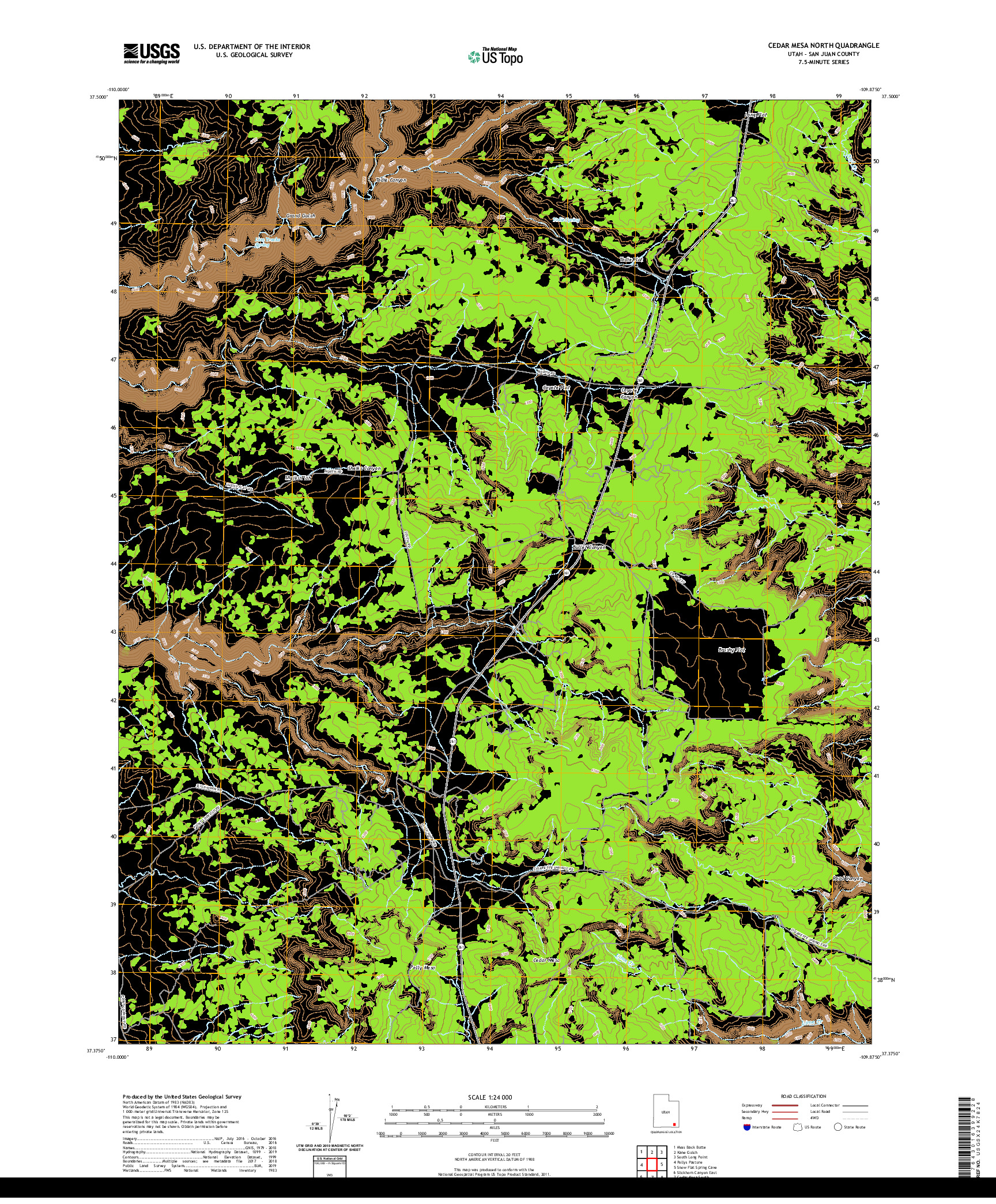 USGS US TOPO 7.5-MINUTE MAP FOR CEDAR MESA NORTH, UT 2020