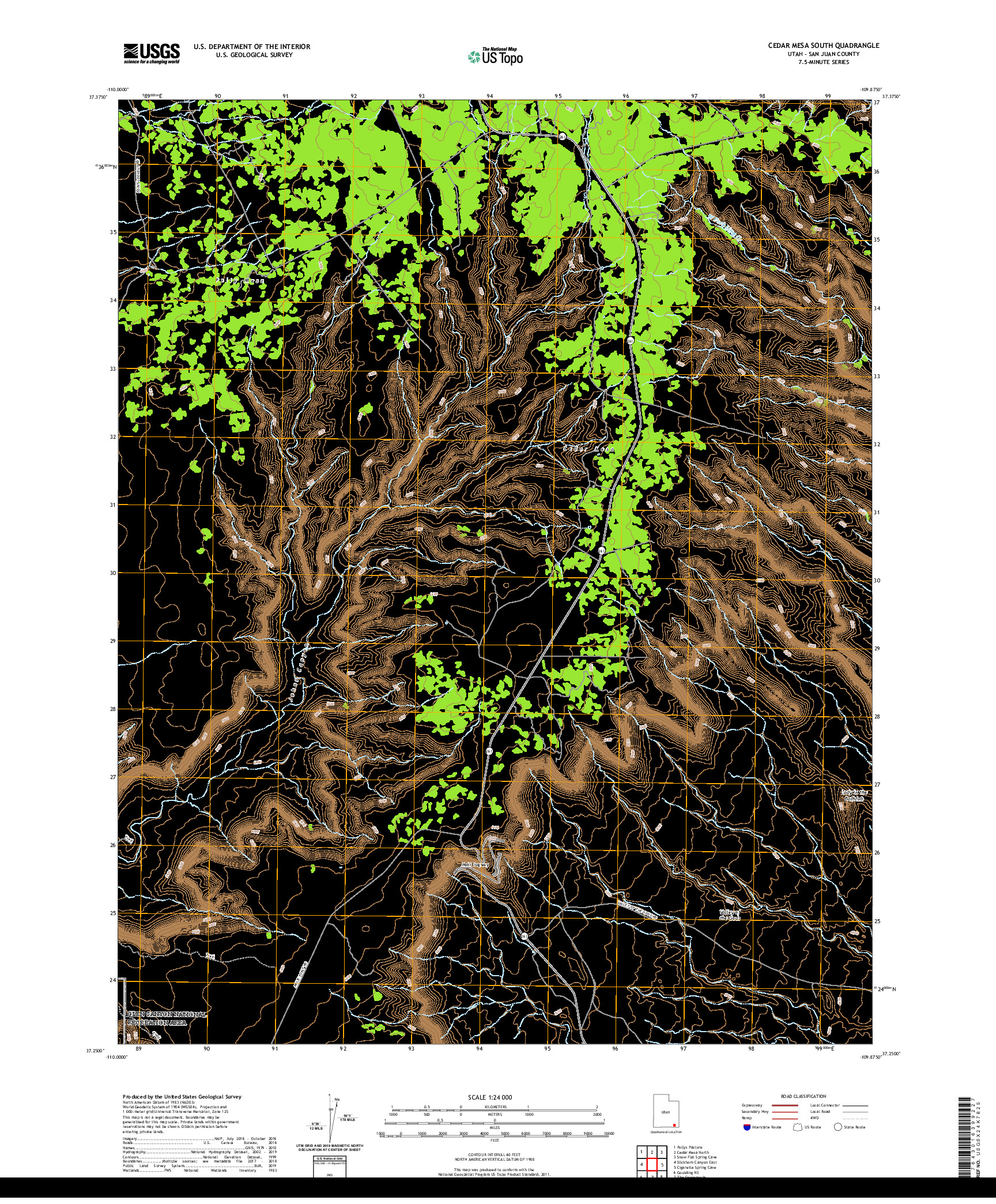 USGS US TOPO 7.5-MINUTE MAP FOR CEDAR MESA SOUTH, UT 2020