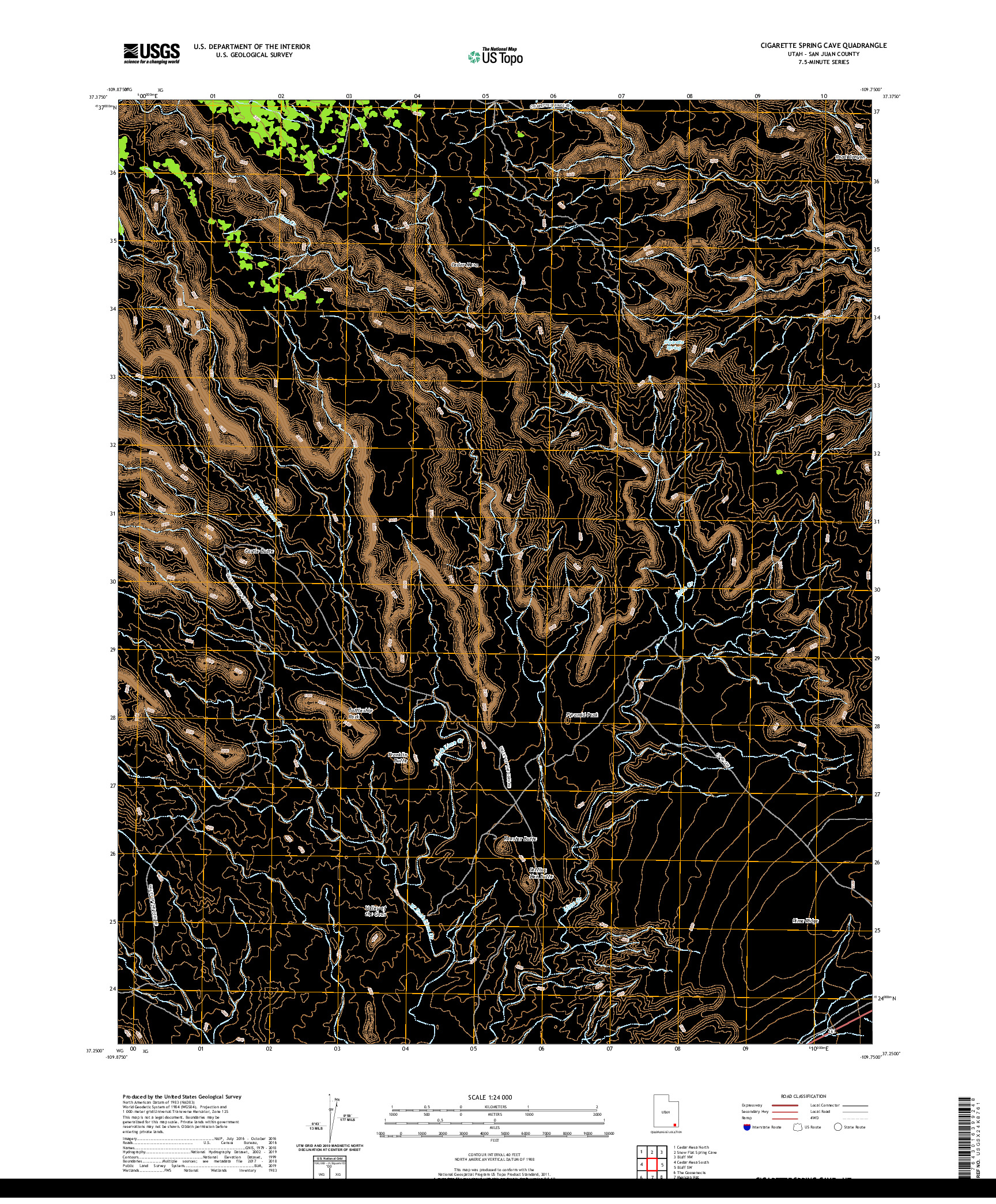 USGS US TOPO 7.5-MINUTE MAP FOR CIGARETTE SPRING CAVE, UT 2020