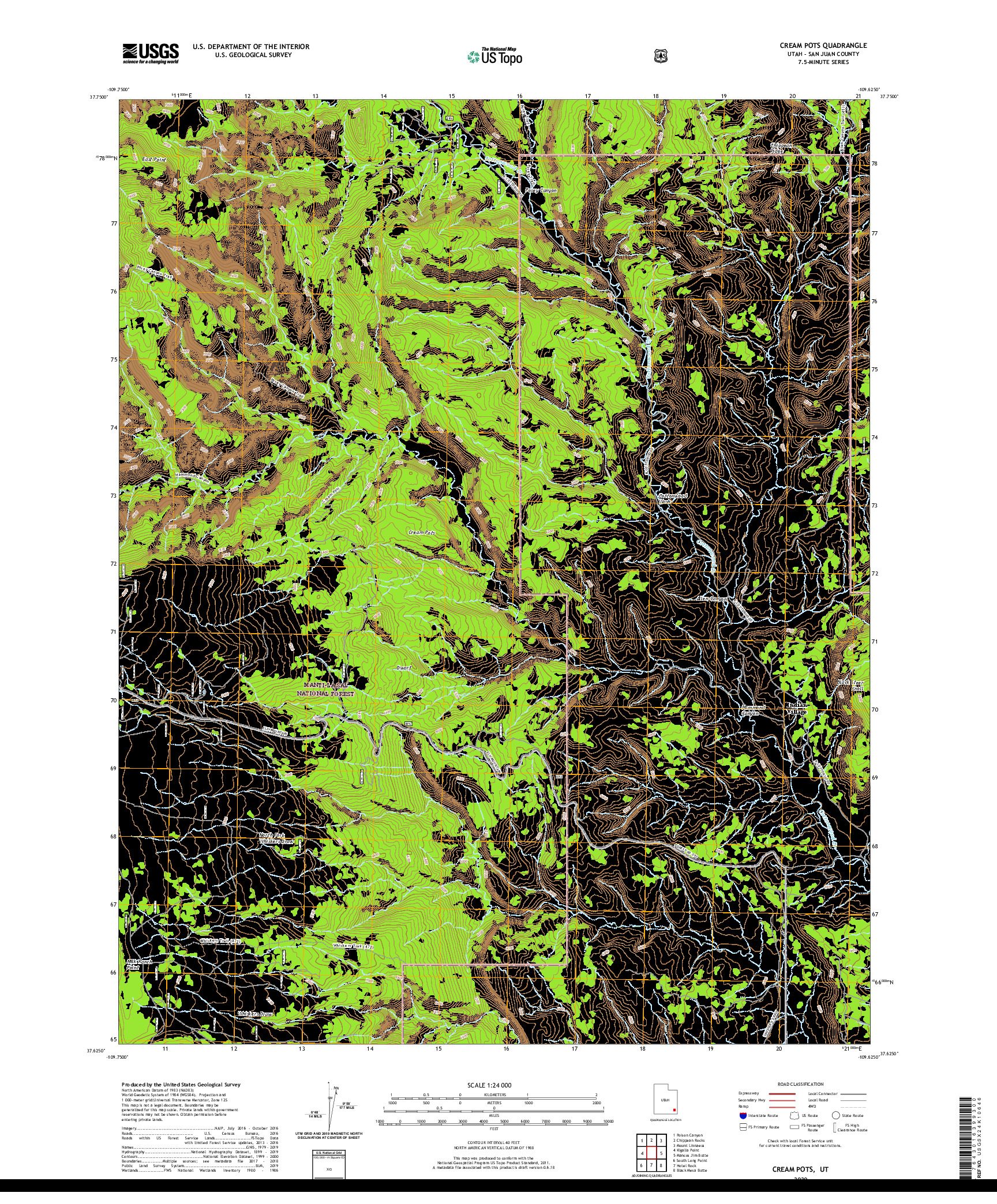 USGS US TOPO 7.5-MINUTE MAP FOR CREAM POTS, UT 2020