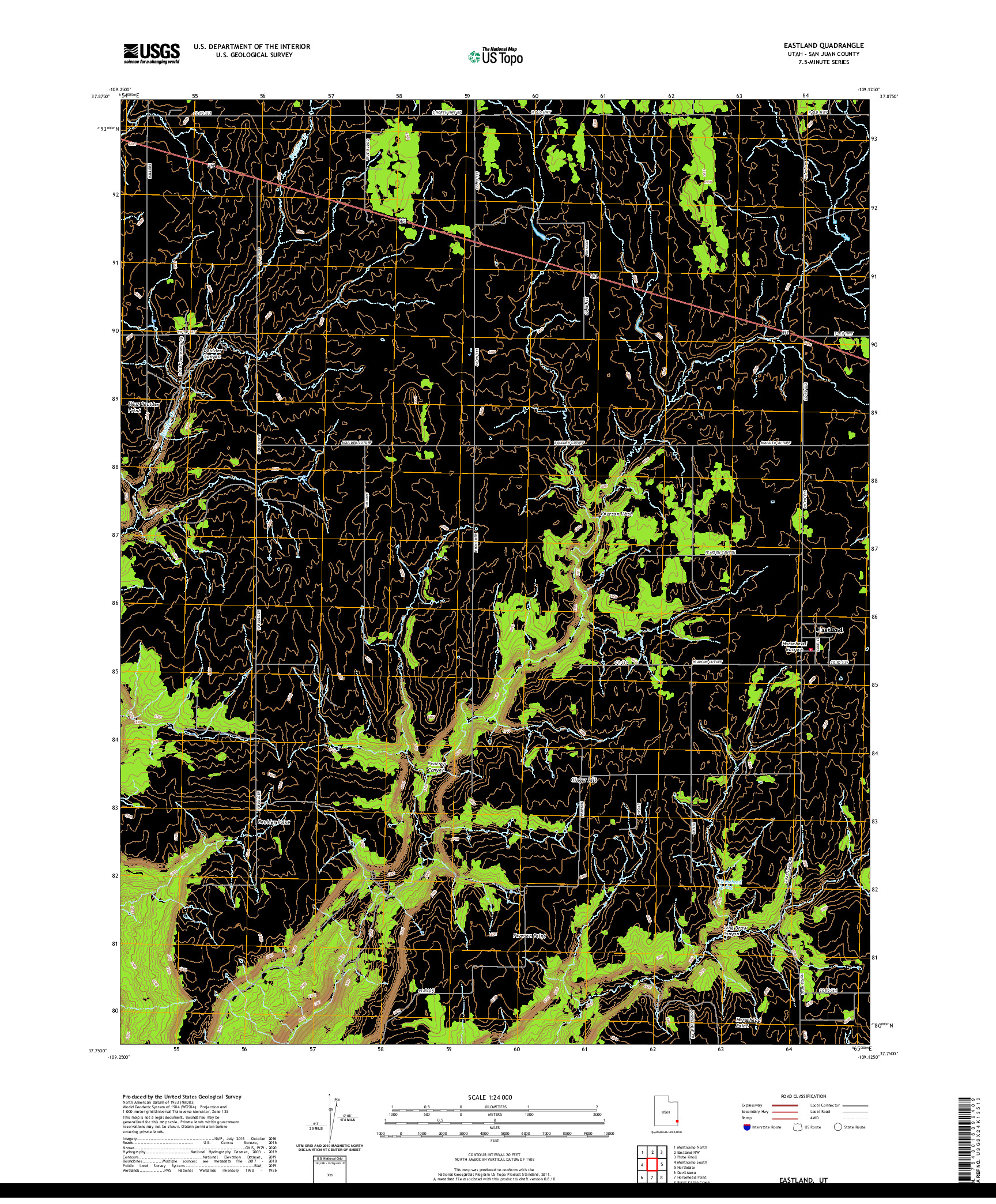 USGS US TOPO 7.5-MINUTE MAP FOR EASTLAND, UT 2020