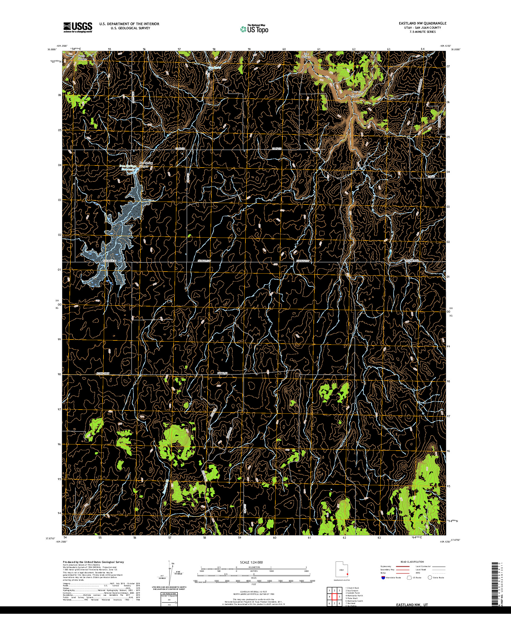 USGS US TOPO 7.5-MINUTE MAP FOR EASTLAND NW, UT 2020