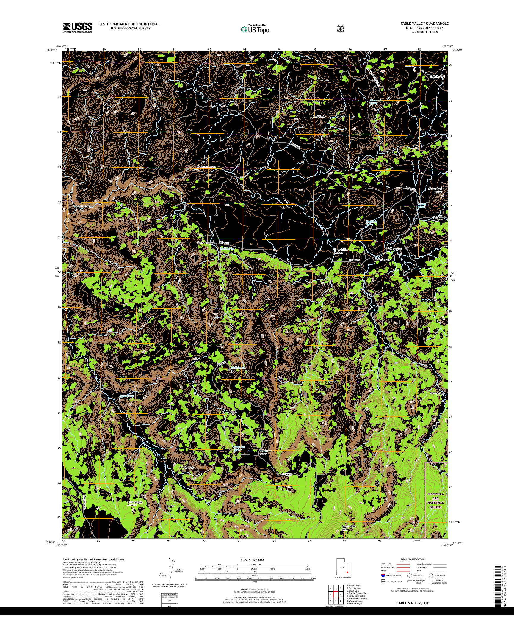 USGS US TOPO 7.5-MINUTE MAP FOR FABLE VALLEY, UT 2020